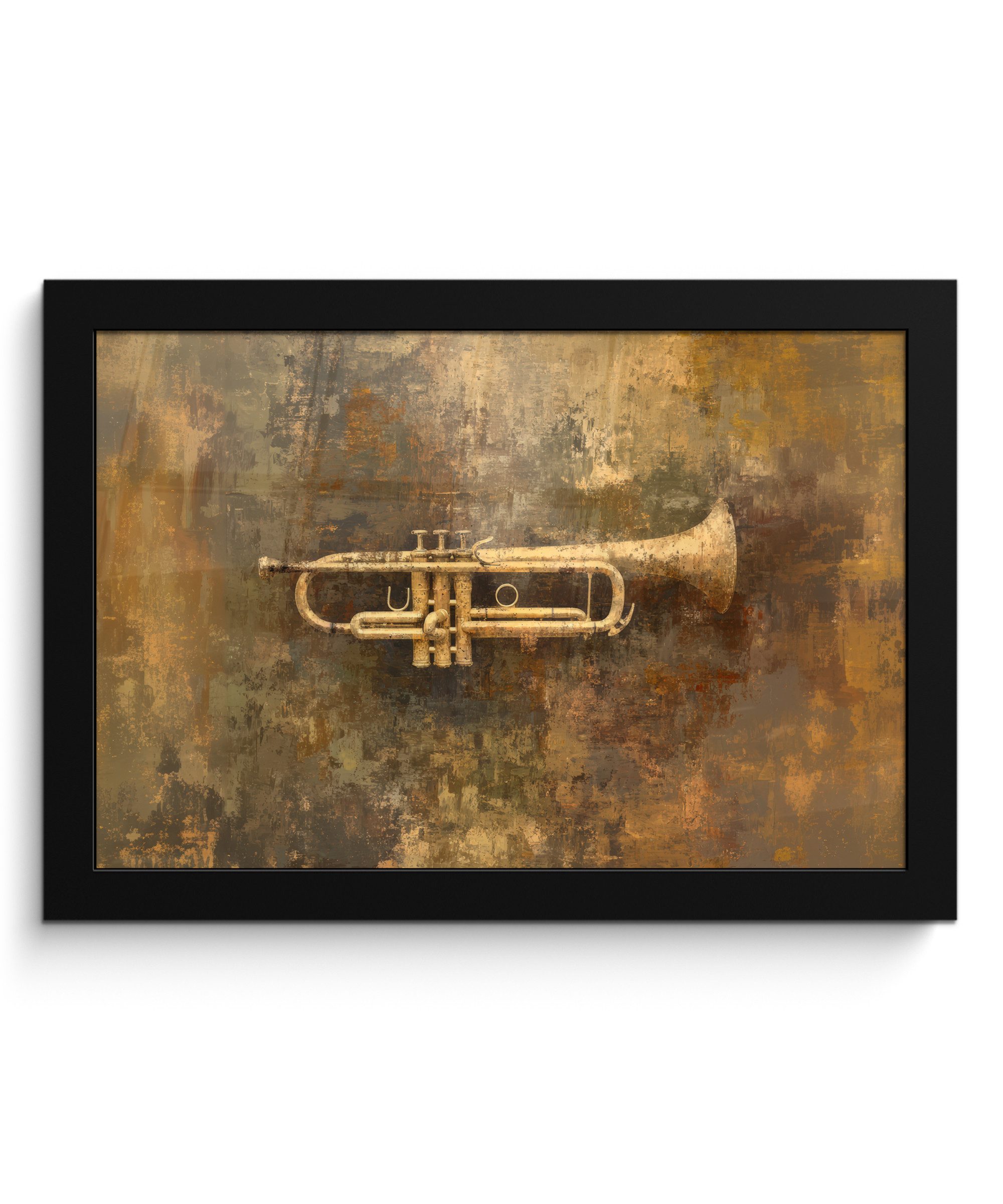 MuchoWow Poster Trompete - Gelb - Musikalisch, (1 St), Wandbilder, Deko Wohnzimmer Schlafzimmer, 30x20 cm