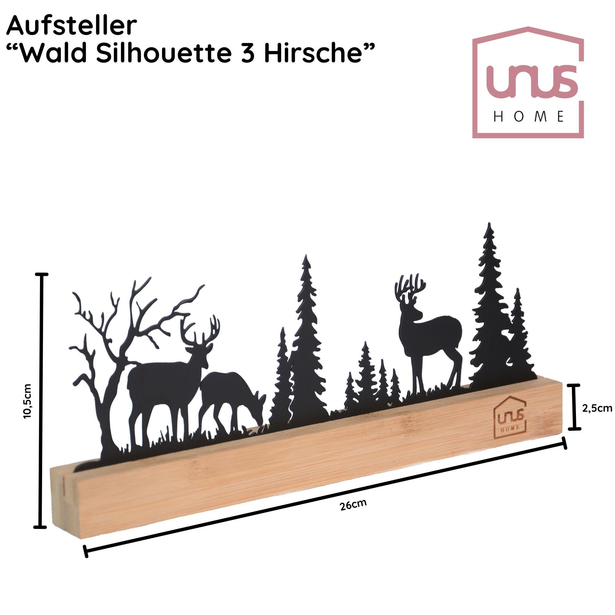 UNUS HOME Dekofigur Aufsteller Wald Silhouette 3 Hirsche (Weiß), Wald-Silho günstig online kaufen
