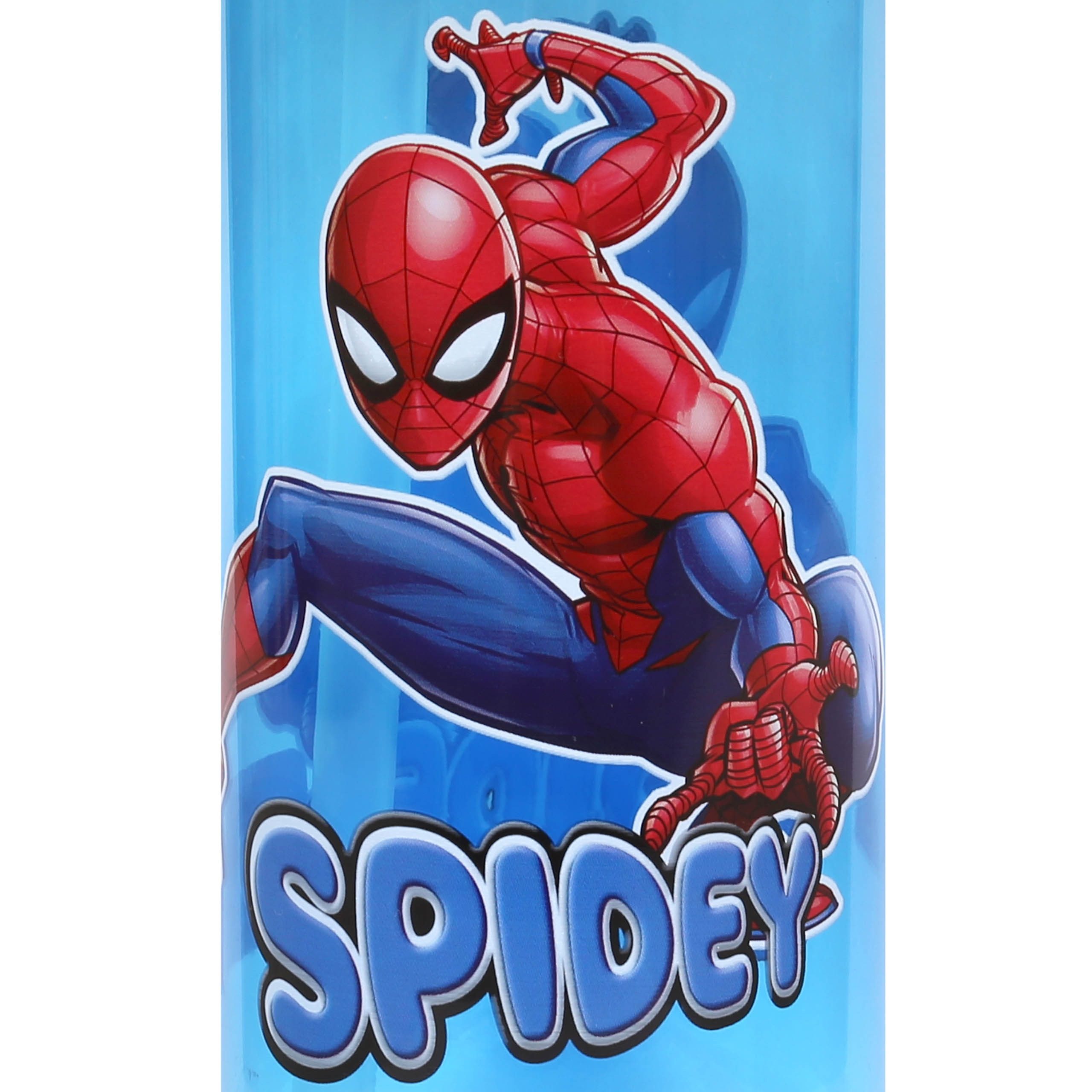 MARVEL Trinkflasche Marvel Spider-Man Trinkflasche mit Strohhalm, transparent, 420 ml