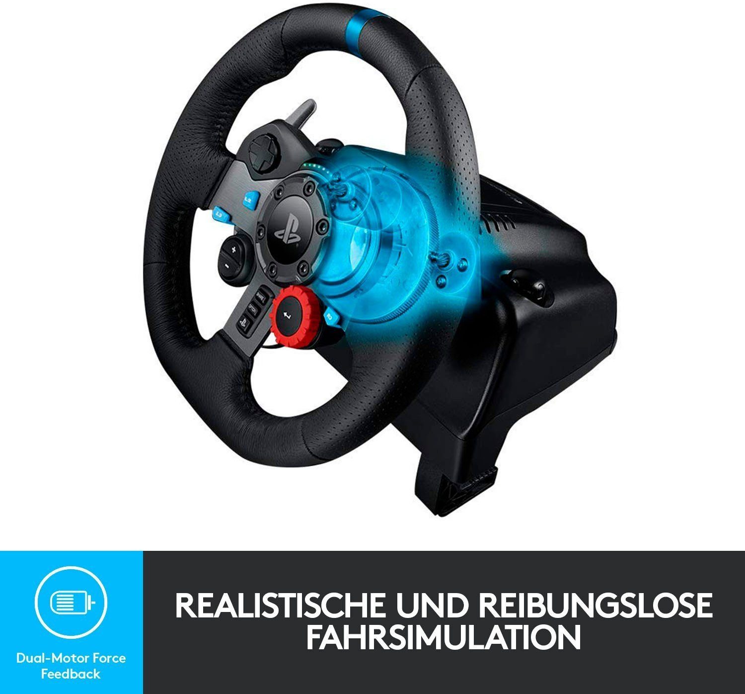 Logitech G29 Racing Wheel PS5 PS4 PC mit 3-Pedal-System Gaming-Lenkrad