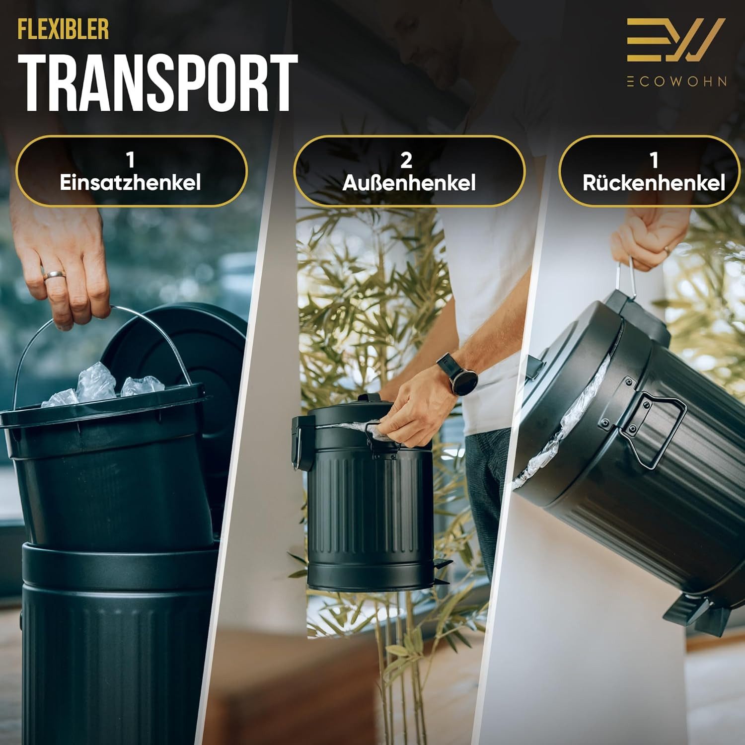 EcoWohn Kosmetikeimer Mülleimer 5 L – im Vintage-Design, Softclose, Landhausstil, geruchsdicht