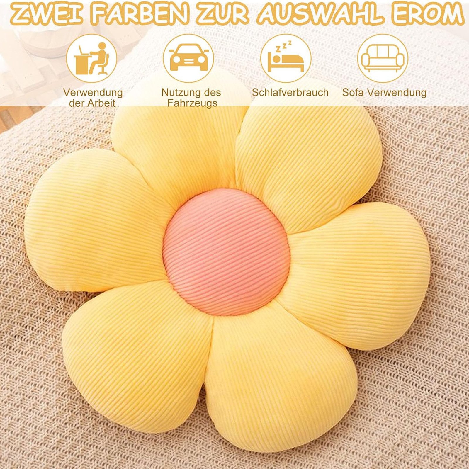 OKWISH Dekokissen Blumen-Sitzkissen 40 cm Weiches Plüsch-Kissen Sofakissen günstig online kaufen