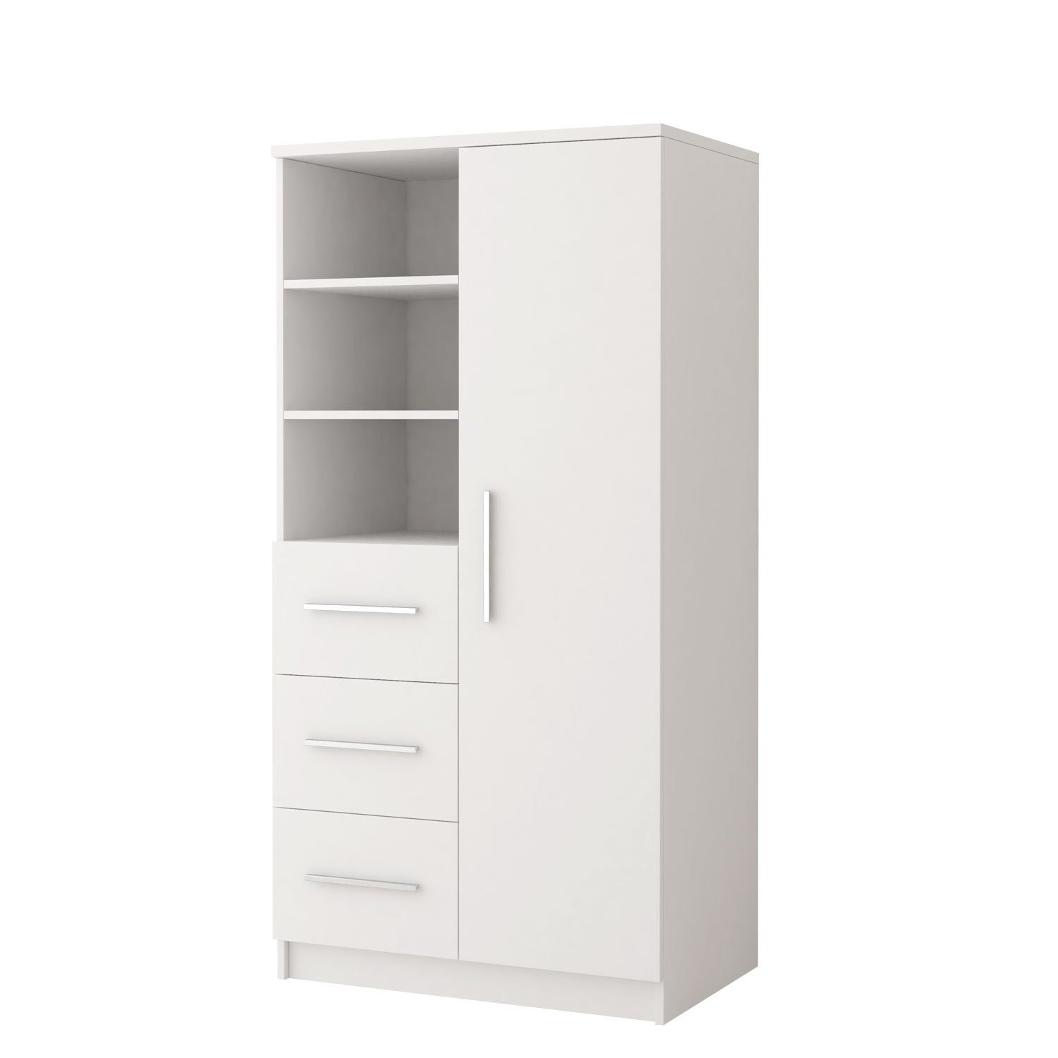 Polini Home Raumteilerregal Schrankregal 80 x 160 x 40 cm Weiß mit silbernen Griffen Colour Seri weiß-silber | Weiß-silber