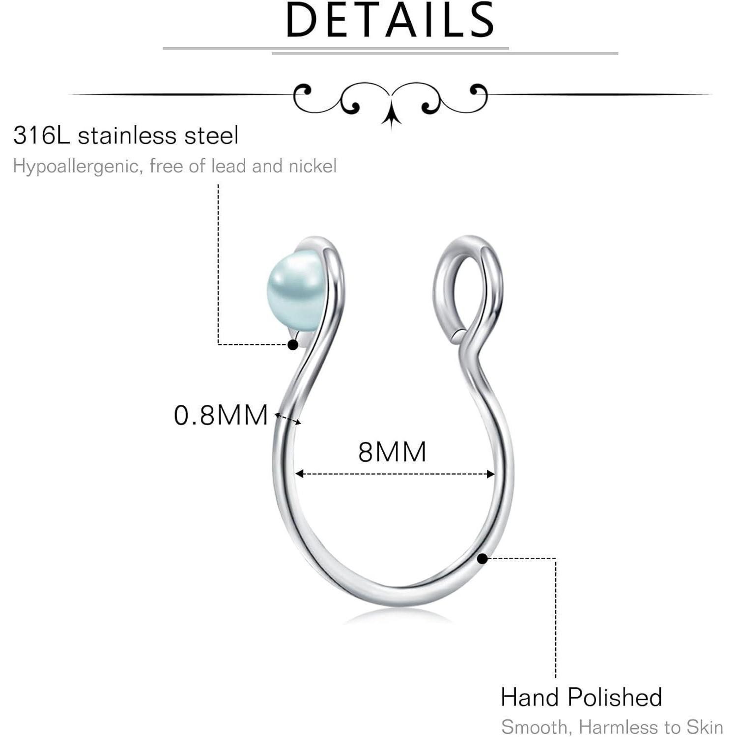 LuxusKollektion Nasenpiercing Nasenpiercing Fake Septum Clip Hoop Nasenring 9 Stk-silber Stil 2