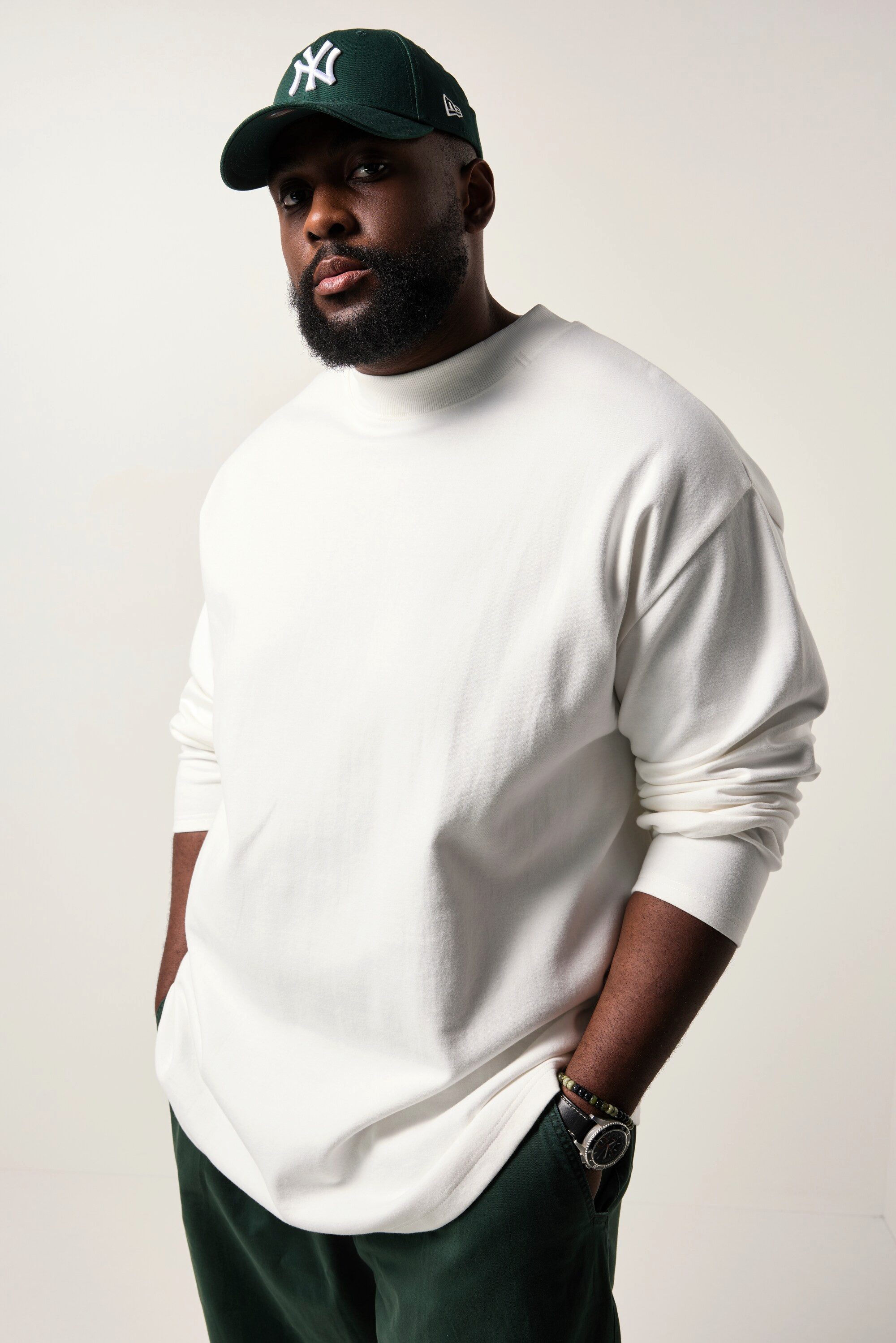 STHUGE T-Shirt STHUGE Langarmshirt oversized Stehkragen bis 8 XL günstig online kaufen