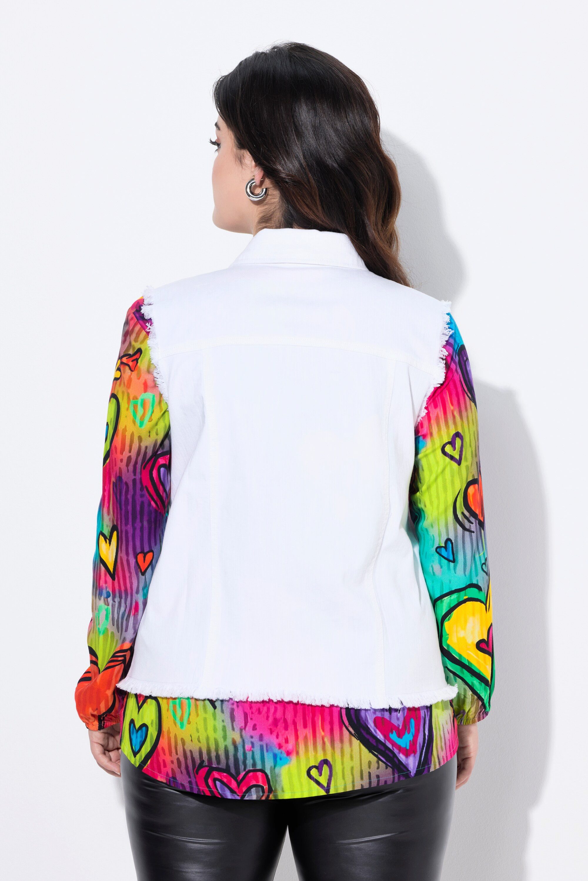 Angel of Style Steppweste Jeansweste offene Kanten gerundeter Saum