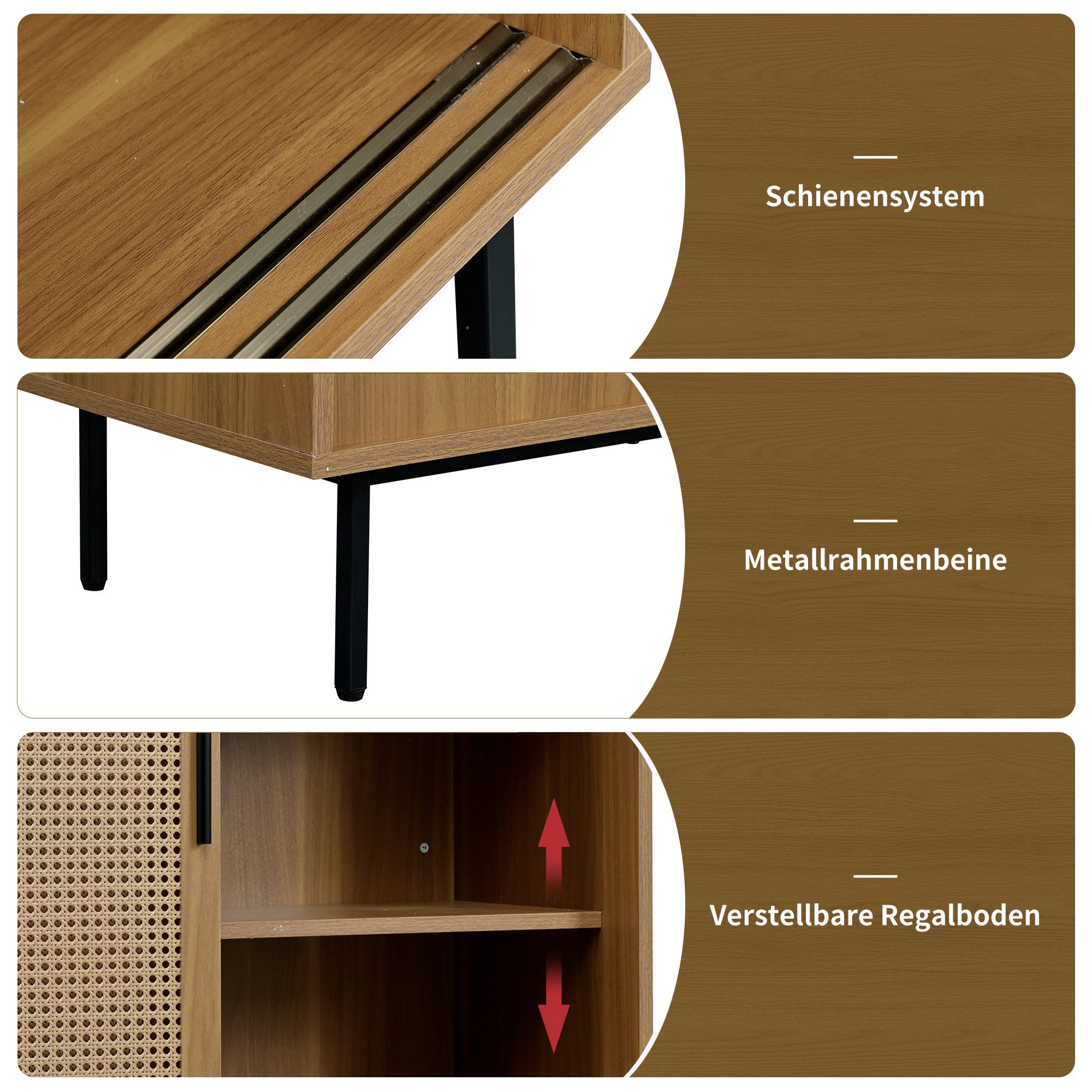 Tongtong Sideboard, Küchenschrank, mit 2 Schiebetüren günstig online kaufen