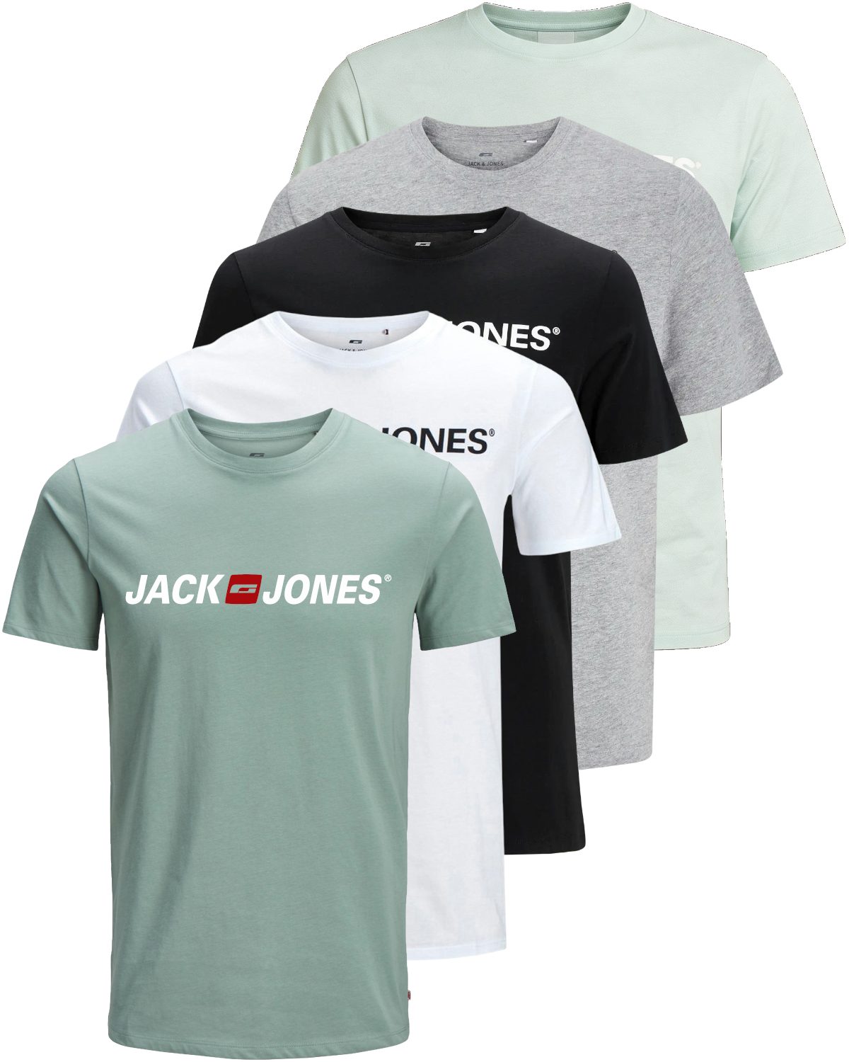 Jack & Jones Print-Shirt Bedrucktes T-Shirt aus Baumwolle (5er-Pack)