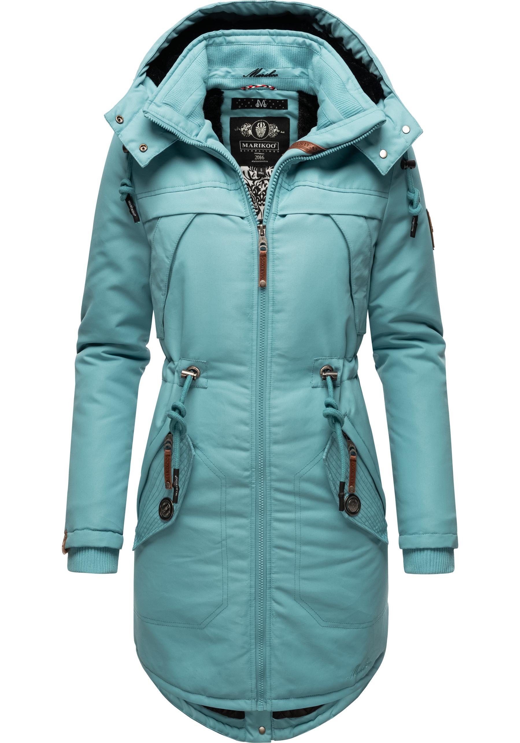 Kapuze abnehmb. Kamii Marikoo Damen sportlicher Wintermantel mit Winterparka hellblau