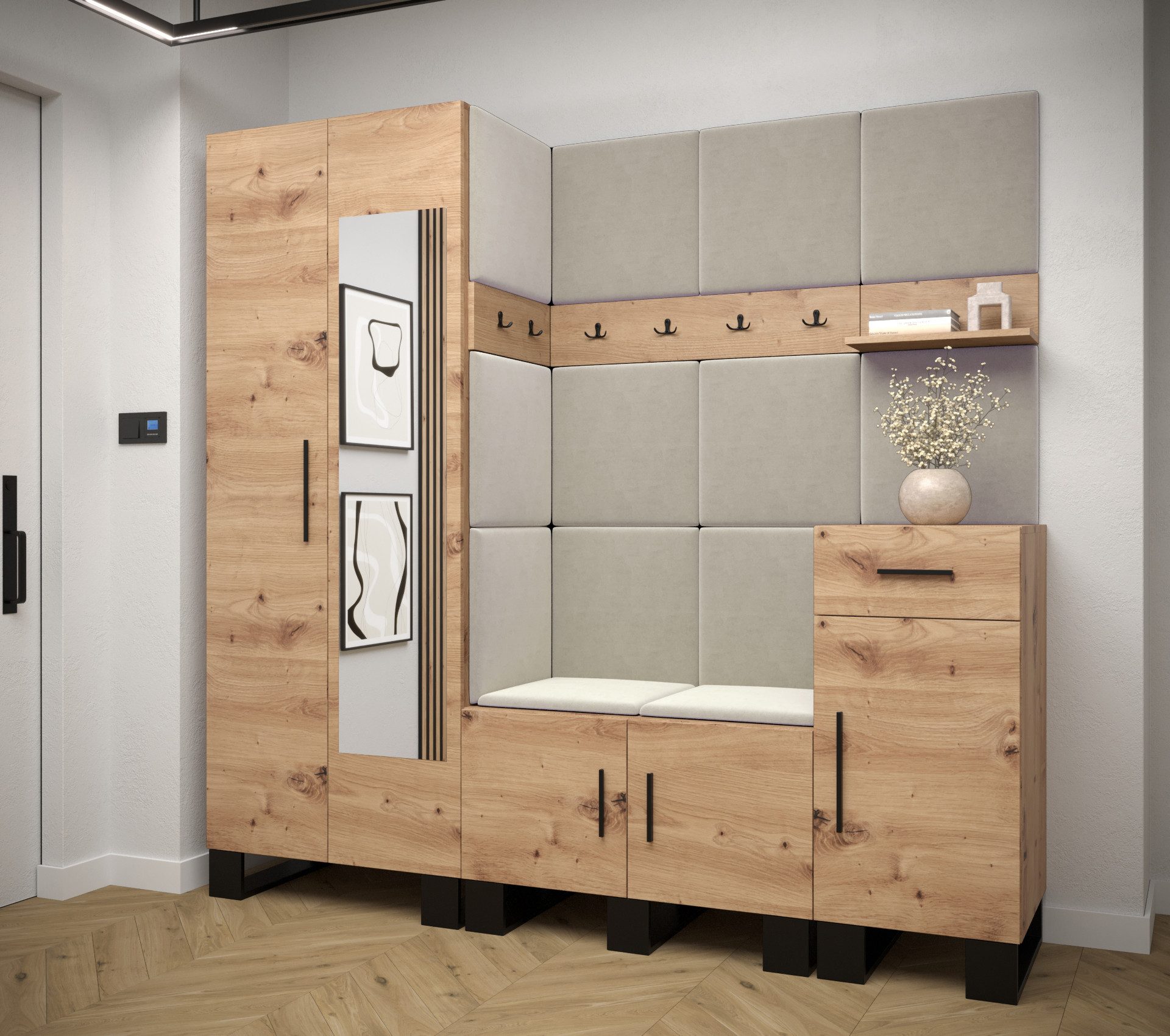ABIKS MÖBEL Garderoben-Set ARTIN Set 13 Garderobe mit gepolsterten Paneelen günstig online kaufen