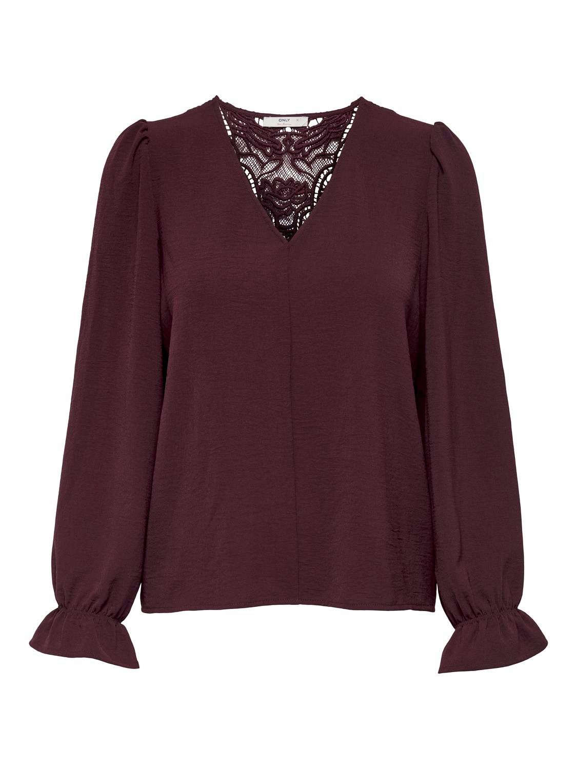ONLY Spitzenbluse ONLMETTE L/S LACE TOP WVN Kunstfaser, regular fit