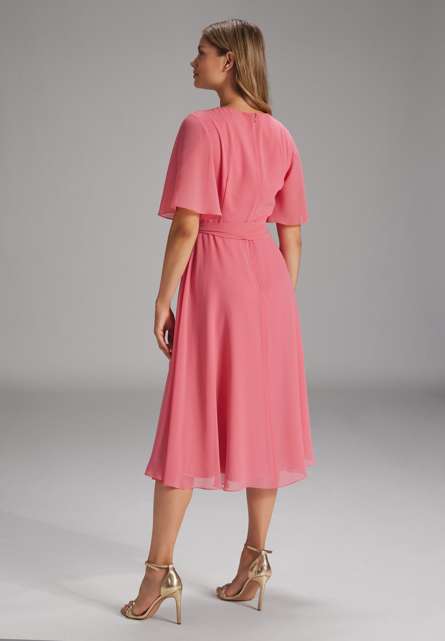 SWING Cocktailkleid - Wickeloptik - feminines Sommerkleid für jeden Anlass Fällt klein aus, bitte eine Größe größer bestellen.