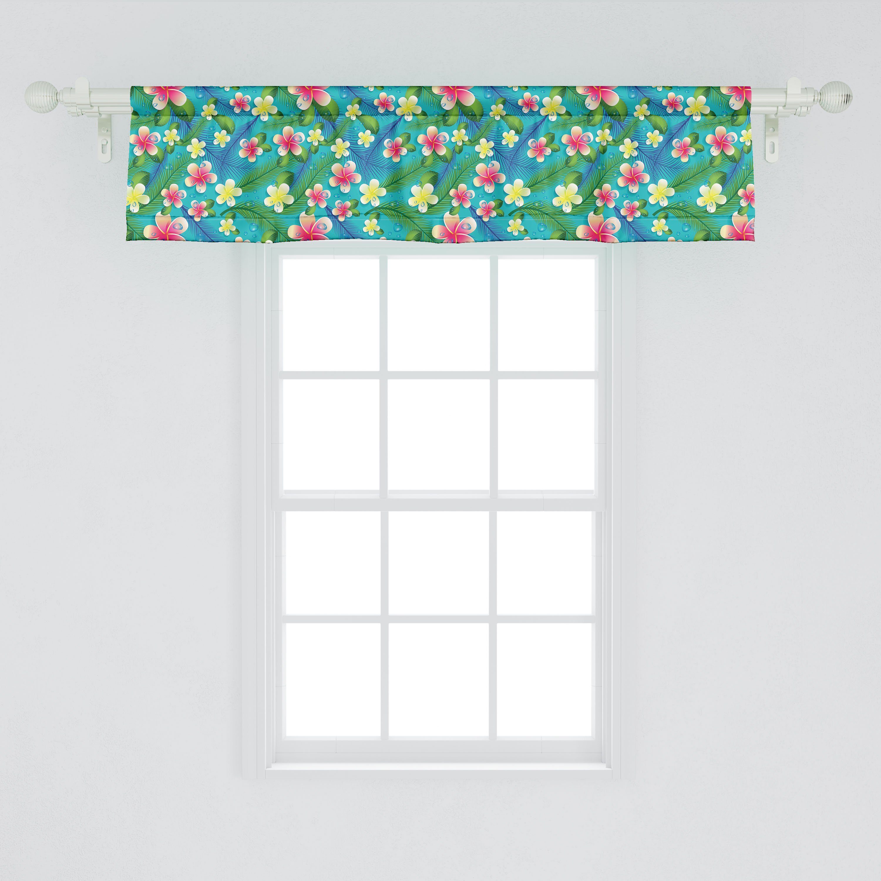 Bunt Vorhang für Volant mit Schlafzimmer Stangentasche, Pastellhibiskusblüten Microfaser, Scheibengardine Abakuhaus, Küche Dekor