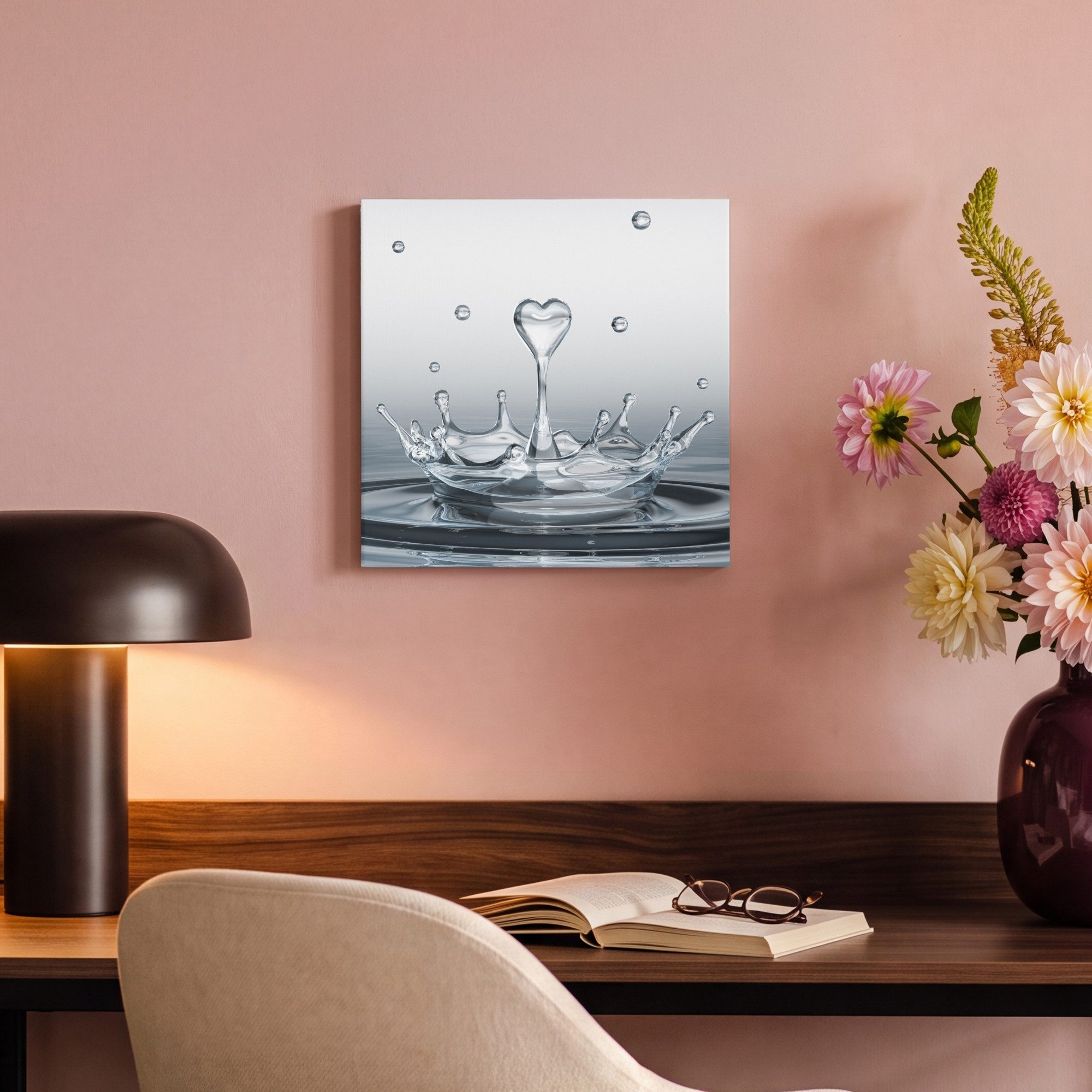OneMillionCanvasses® Leinwandbild Abstrakt - Modern - Wasser - Herz, Fotodruck (1 St), Wandbild, Deko Schlafzimmer Wohnzimmer Flur 20x20 cm – Bild 4 von 5
