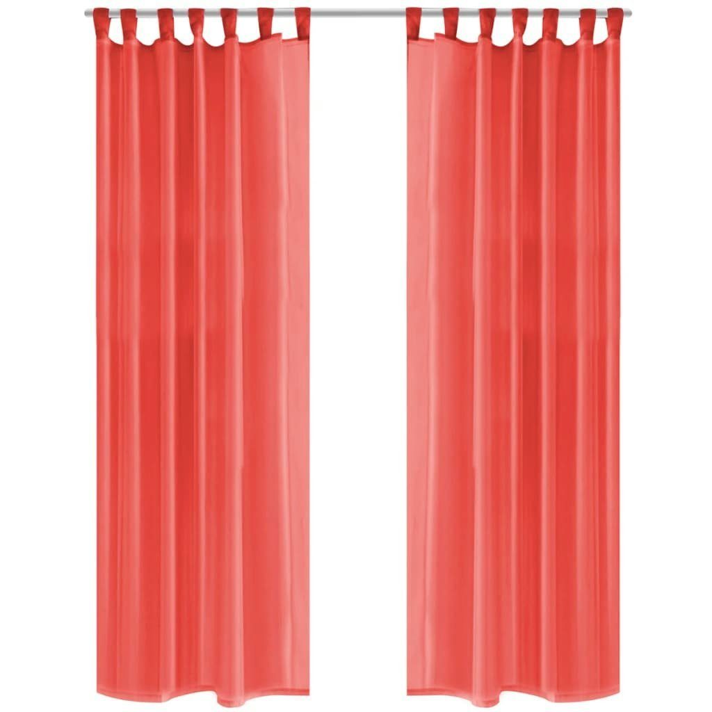 Vorhang Voile-Gardinen 2 Stk. 140 x 225 cm Rot, vidaXL, (2 St)