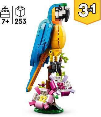 LEGO® Konstruktionsspielsteine Exotischer Papagei (31136), LEGO® Creator 3in1, (253 St)