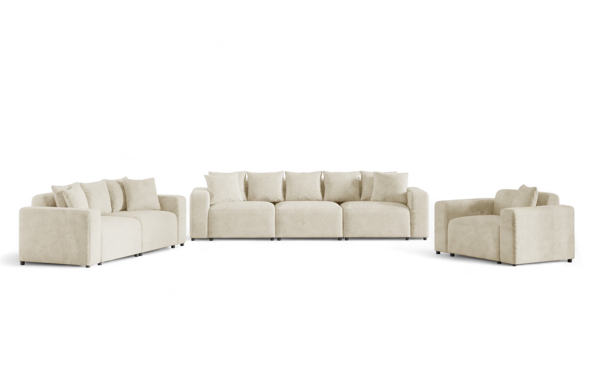 Fun Möbel Polstergarnitur Sofa-Set Designersofa MEGAN 3-2-1 Sofagarnitur in Stoff Poso, (Rücken echt bezogen)