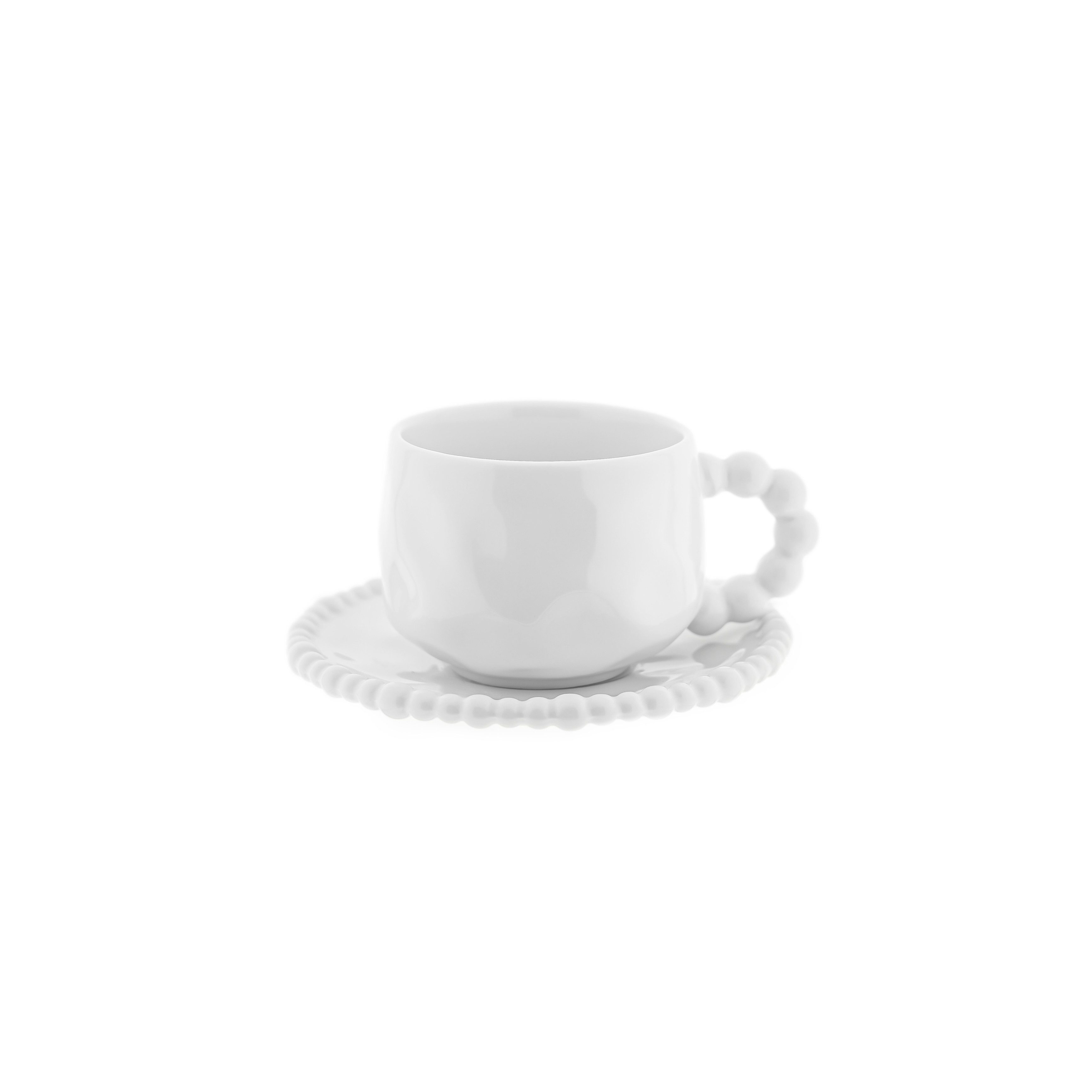 Almina Kaffeeservice Pearly Kaffeetassen-Set mit Untertellern 180 ml aus Porzellan - 12-tlg (12-tlg), 6 Personen, Porzellan
