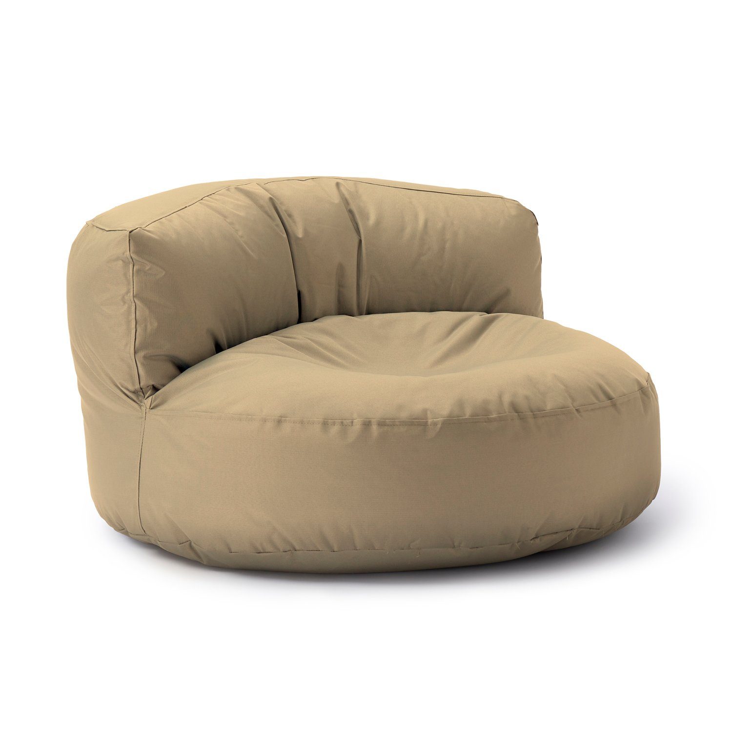 Lumaland Sitzsack Round Sofa Sitzkissen inkl. Bag In-& Rückenlehne Outdoor 90x90x50cm Couch Bean beige Lounge