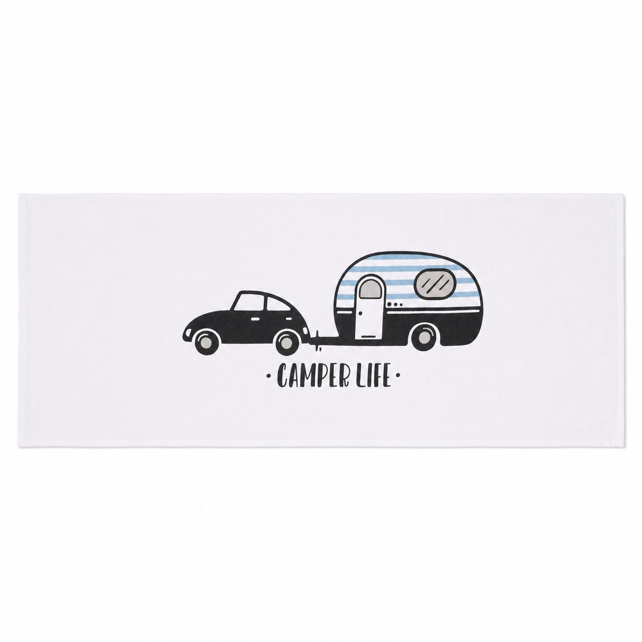 BOLTZE Tischläufer Camper Life Tischläufer aus Baumwolle – 140 x 40 cm, Schwarz/Weiß (1-tlg), Baumwolle 100%