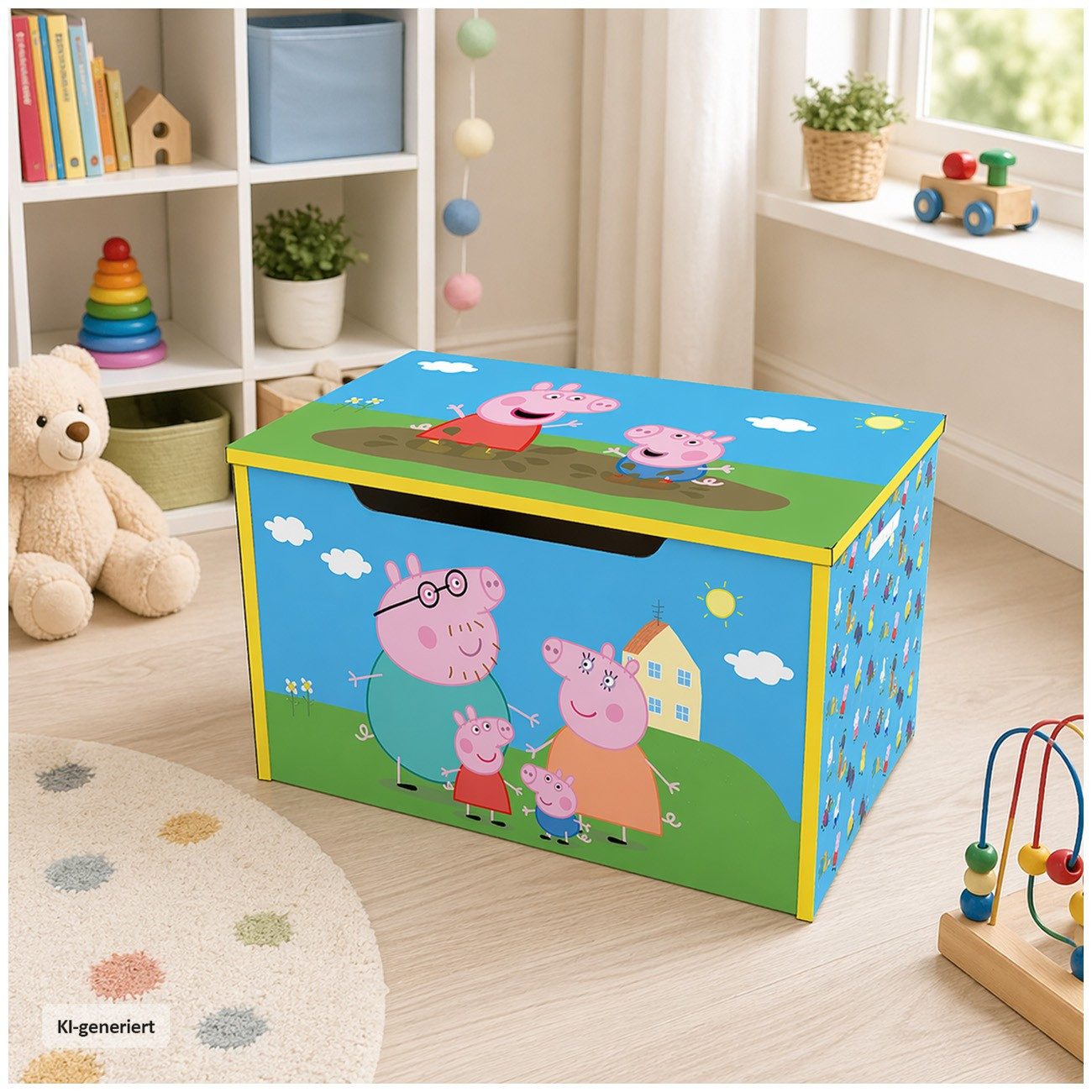 HTI-Living Spielzeugtruhe Peppa Pig Spielzeugkiste blau mit Deckel für Kinderzimmer (Stück, 1 St., 1 Kindertruhe), Spielzeugkiste Kindertruhe