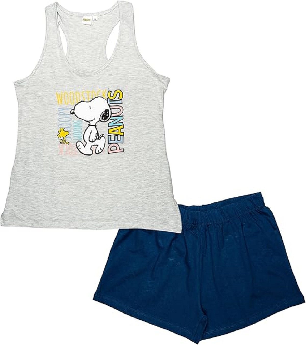 Snoopy Schlafanzug Damen aus Baumwolle – Ärmelloses Pyjama Set mit Tanktop günstig online kaufen