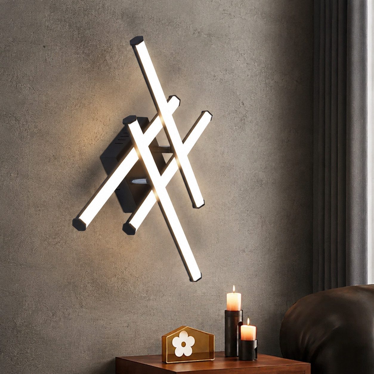 Nettlife LED Wandleuchte Modern Schwarz Innen 6/12/18/27W 3000K Flur Wandbeleuchtung, LED fest integriert, Warmweiß, Wandlicht für Wohnzimmer Schlafzimmer Küche