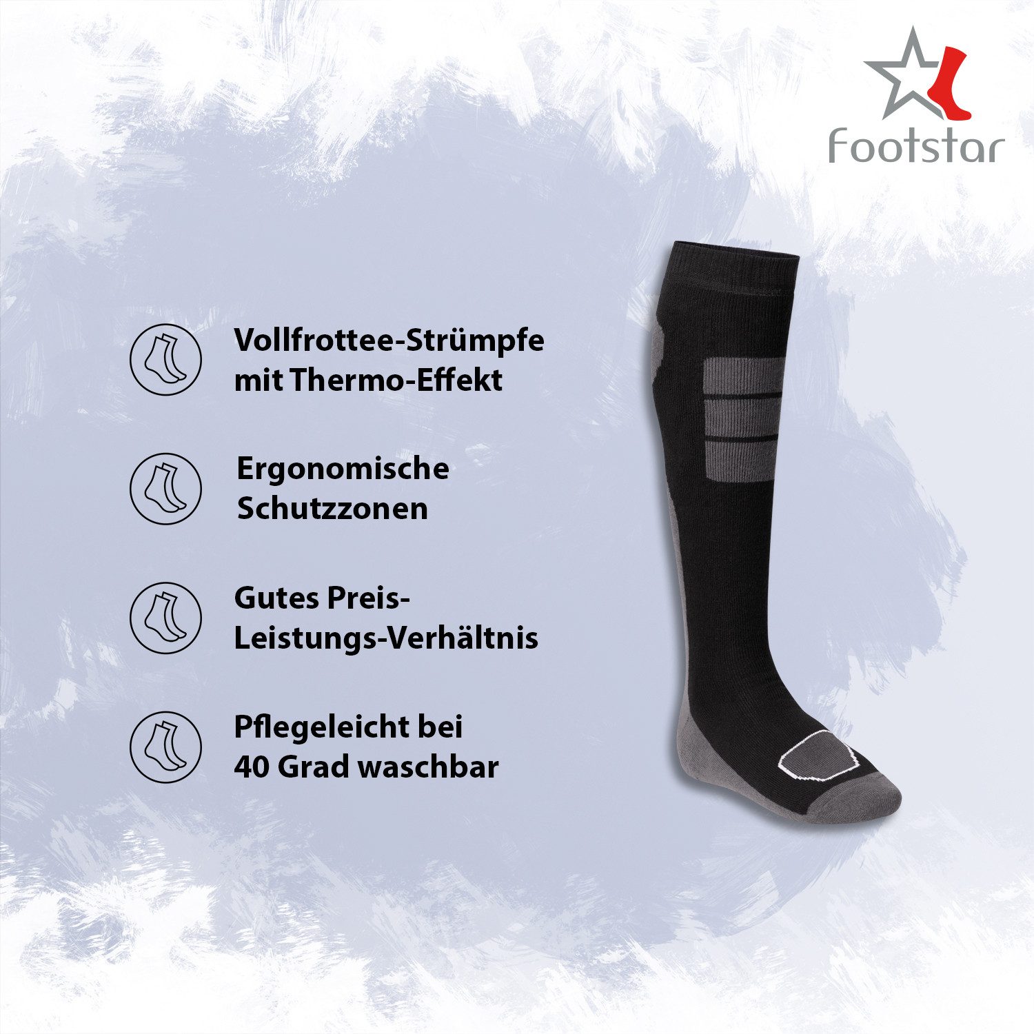 Footstar Thermosocken Herren Winter Thermo Kniestrümpfe (6 Paar) Vollfrottee