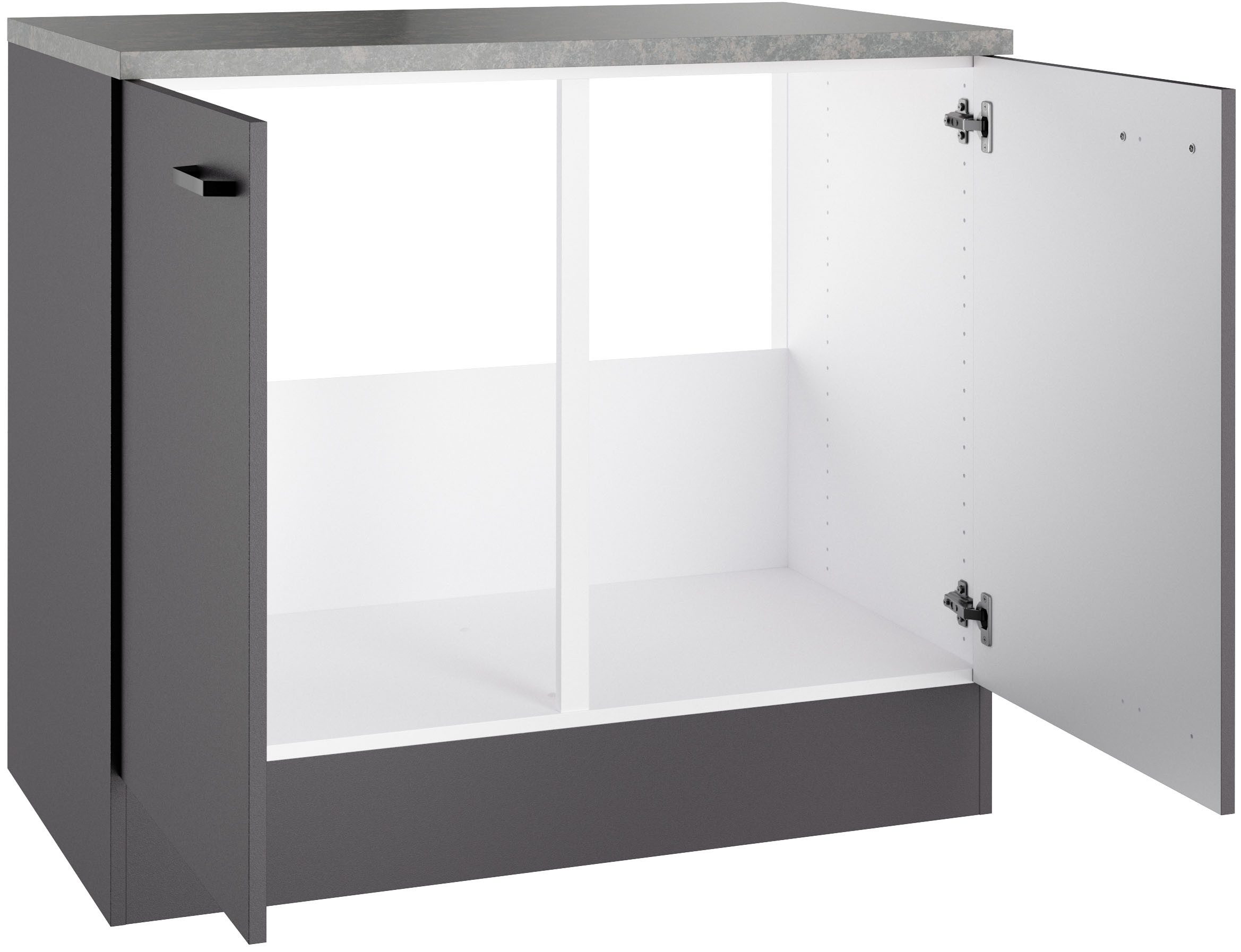 OPTIFIT Spülenschrank OPTImulti Breite 100 cm, Tiefe 60 cm, mit 2 Türen, inkl. Arbeitsplatte