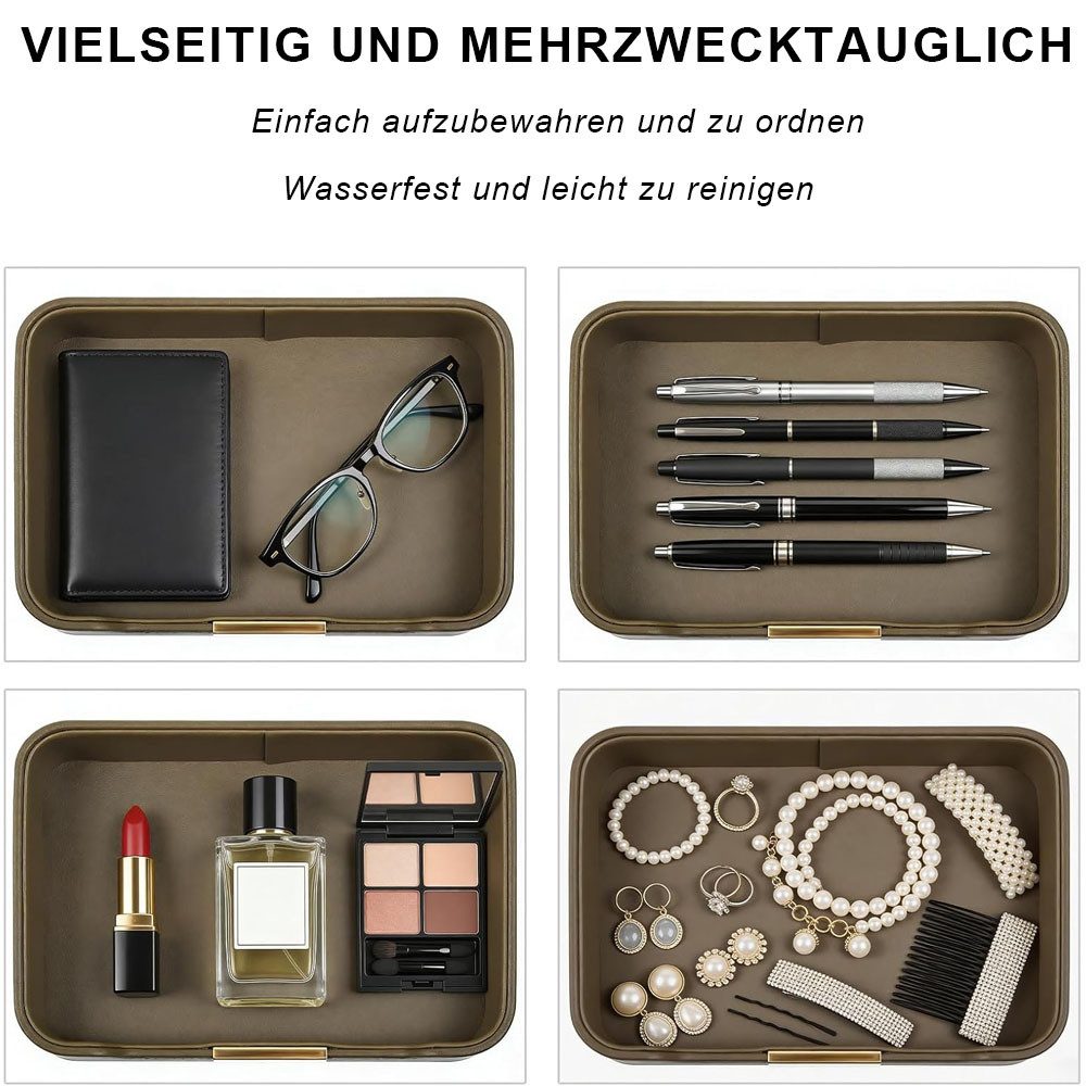AFKSMILE Dekotablett Lederschale Schlüsselschale Aufbewahrung Schlüsselablage Organizer, Ablage Tablett Schale für Schlüssel, Flur zu halten Schmuck, Uhren – Bild 5 von 5