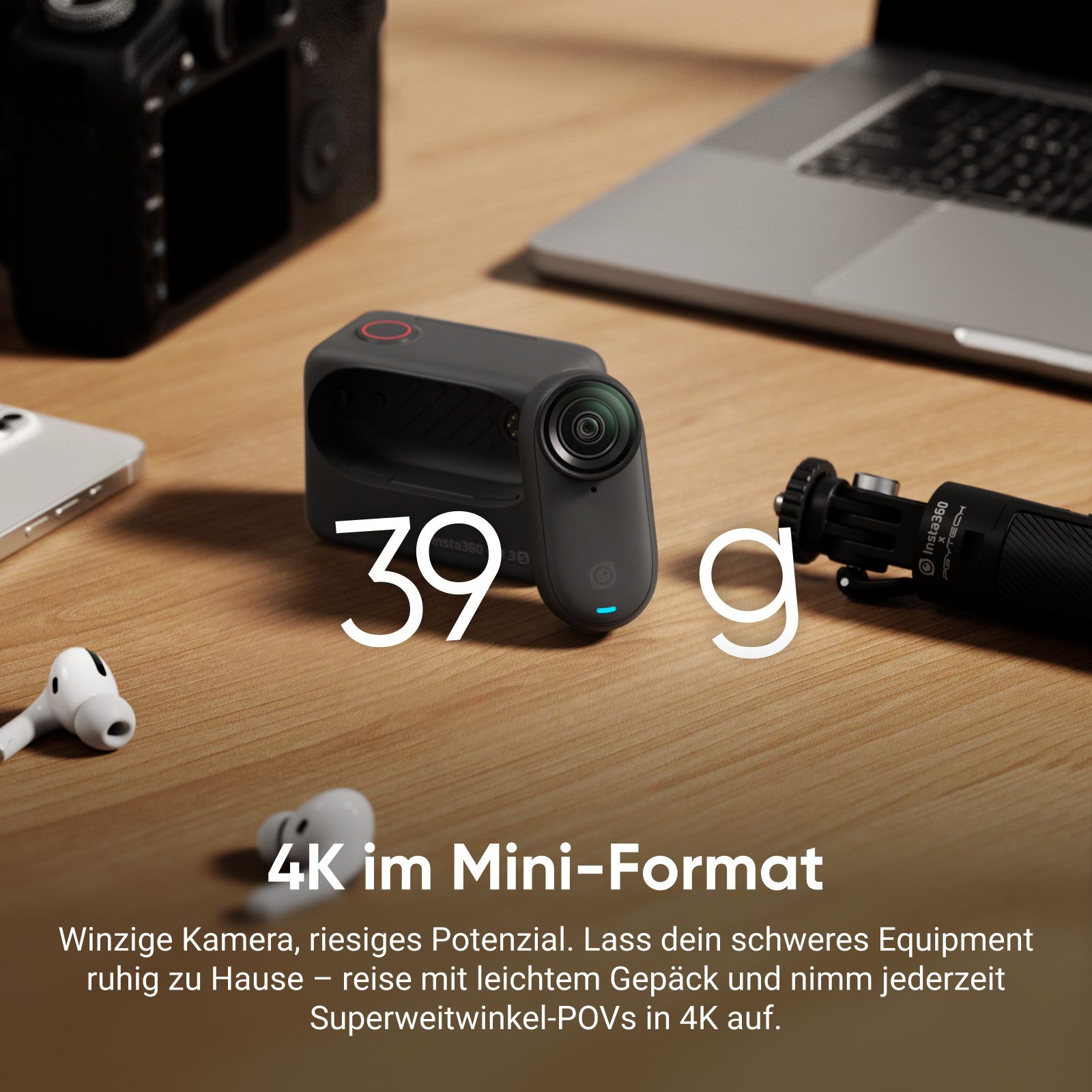 Insta360 Insta360 GO 3S - Tragbare 4K Mini-Kamera Action Cam (4K Ultra HD, WLAN (Wi-Fi), Bluetooth) schwarz