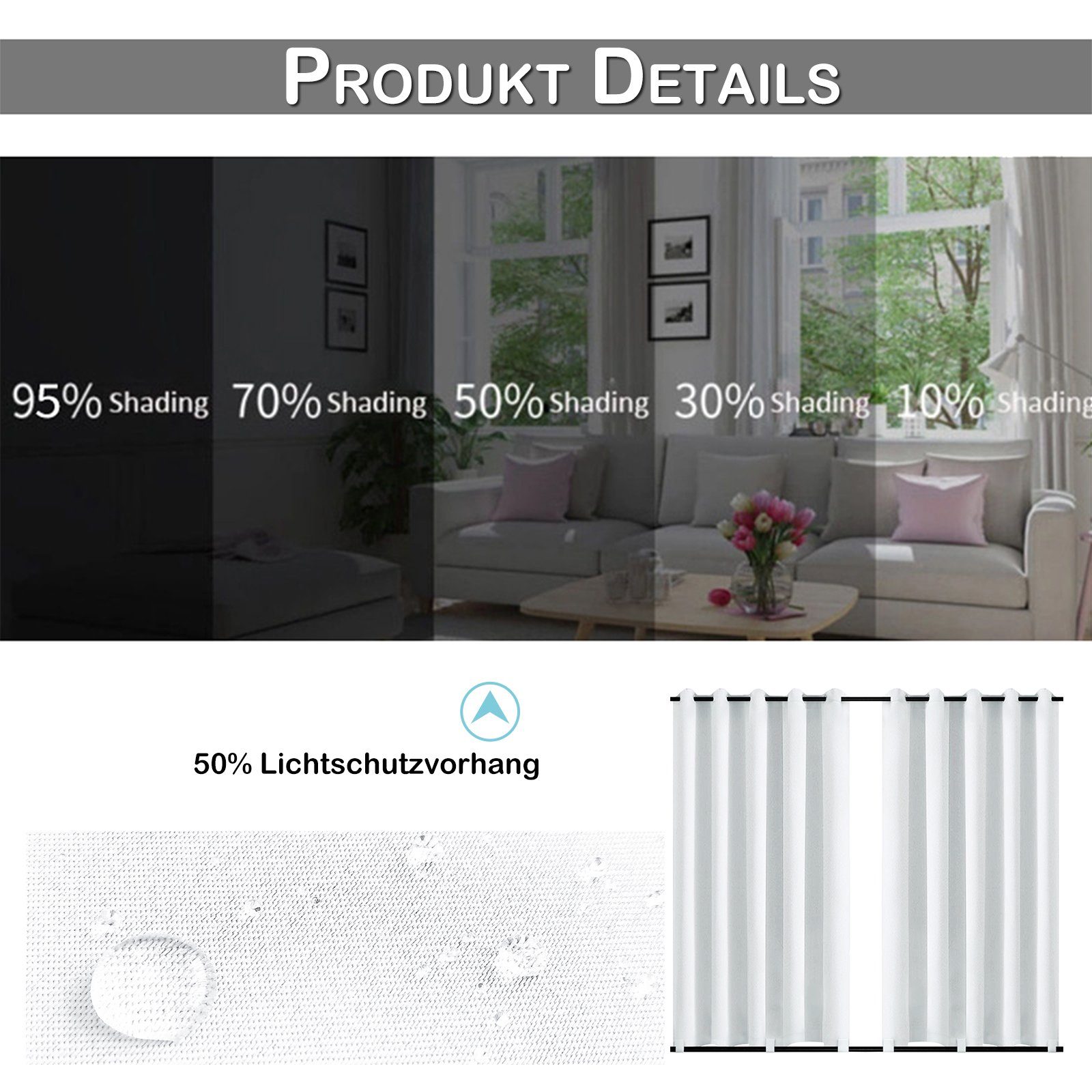 Qelus Gardine Wasserdicht Gardine Outdoor,Winddicht Vorhang günstig online kaufen