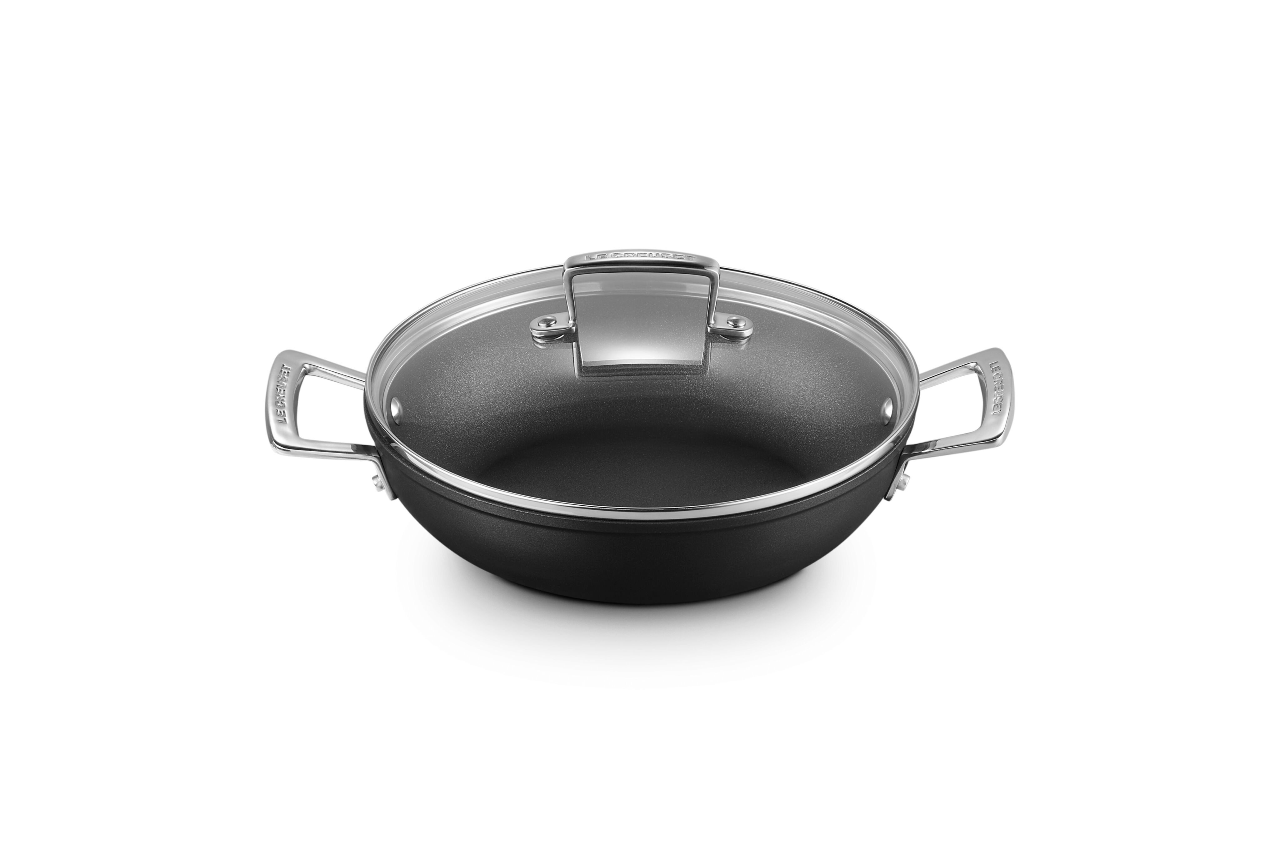 LE CREUSET Bratpfanne Aluminium-Antihaft Profipfanne mit Deckel, Aluminium, Ø 24 cm, Anthrazit/Silber, 51107240010502