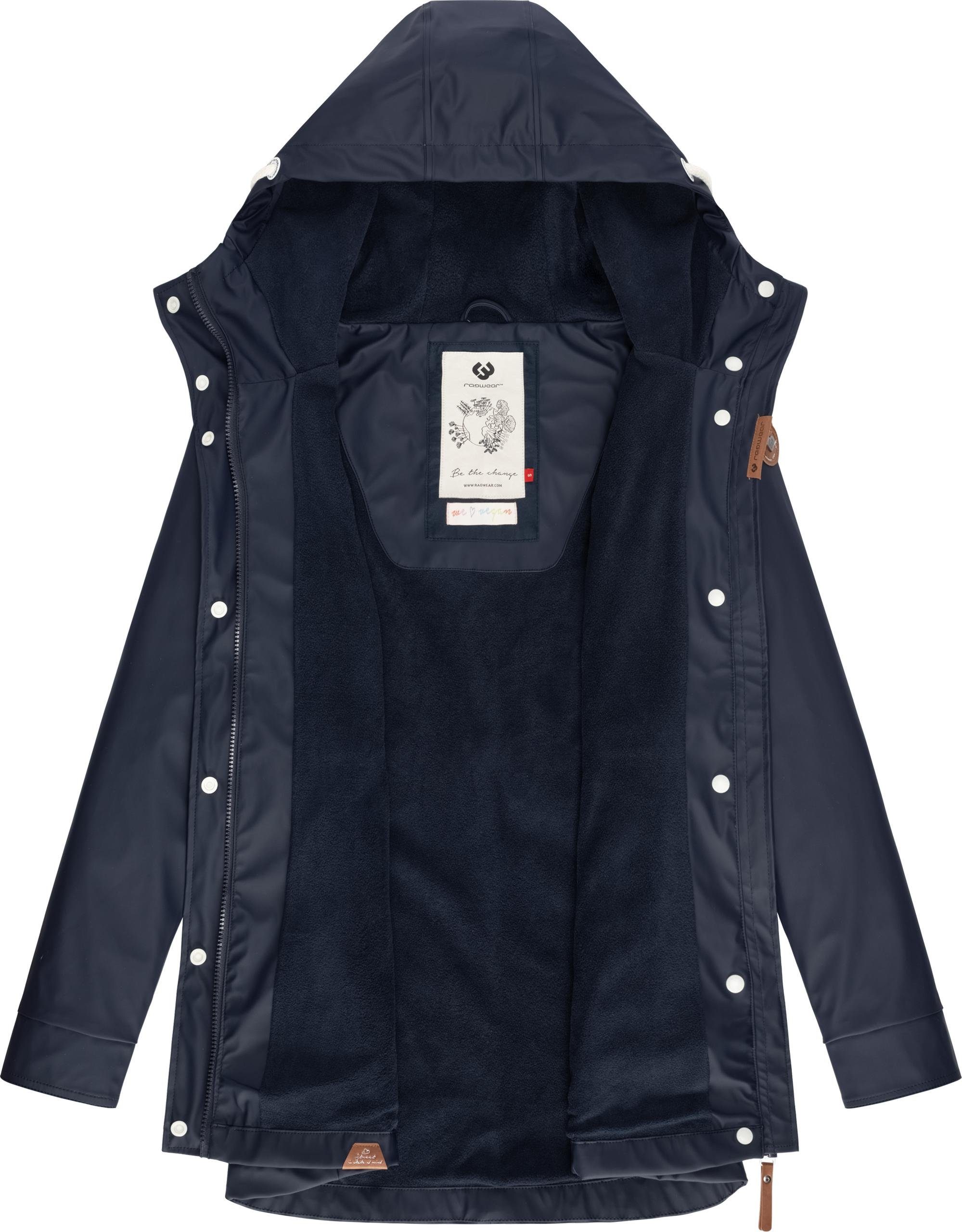 Ragwear Regenmantel Monadis Rainy blau modischer kuschligem Regenparka Innenfutter mit Intl