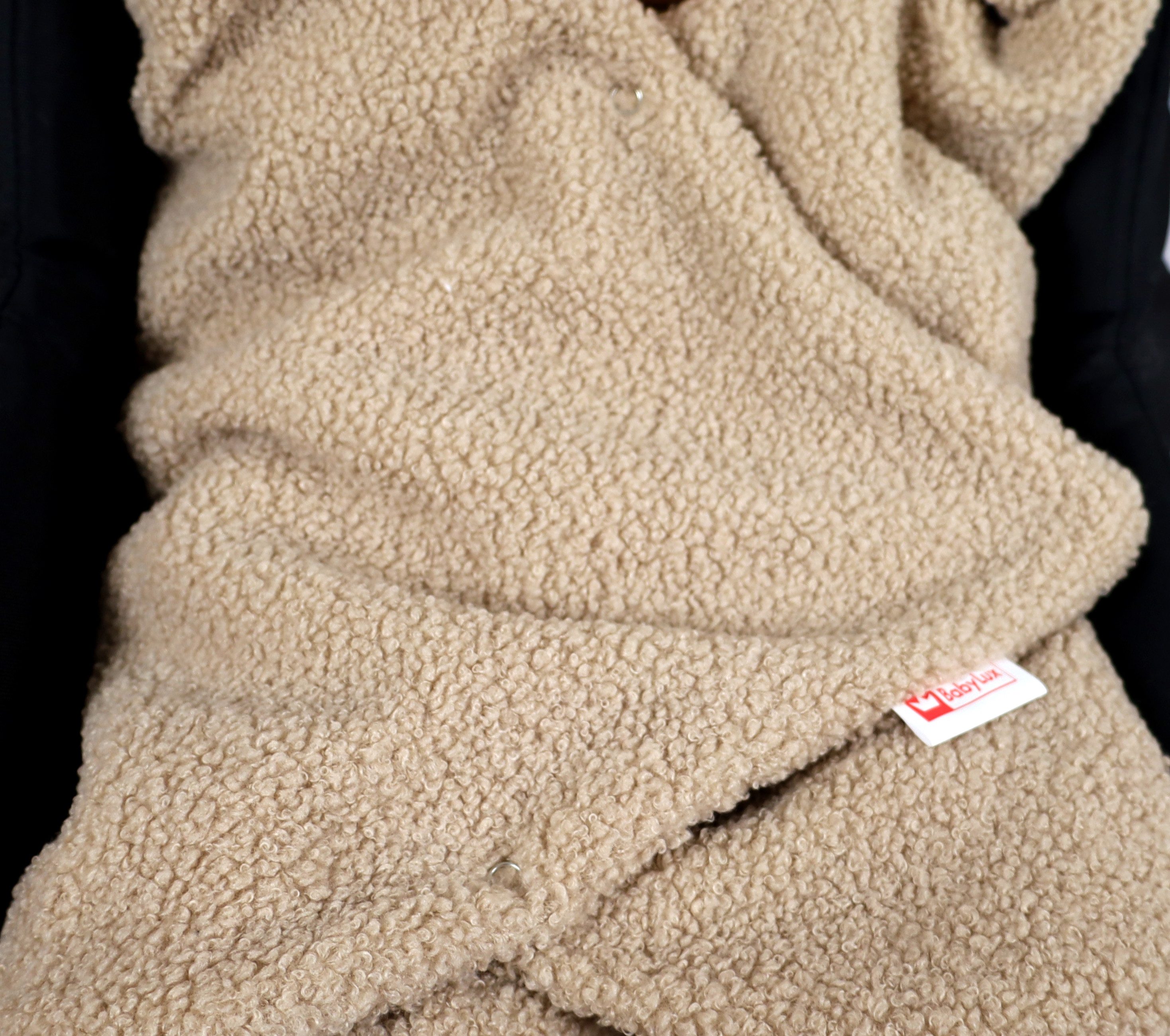 BabyLux Babyschale Warme Einschlagdecke Bouclé 80x80 cm für Autositz Decke 0+, Bouclé - Beige - 80x80cm