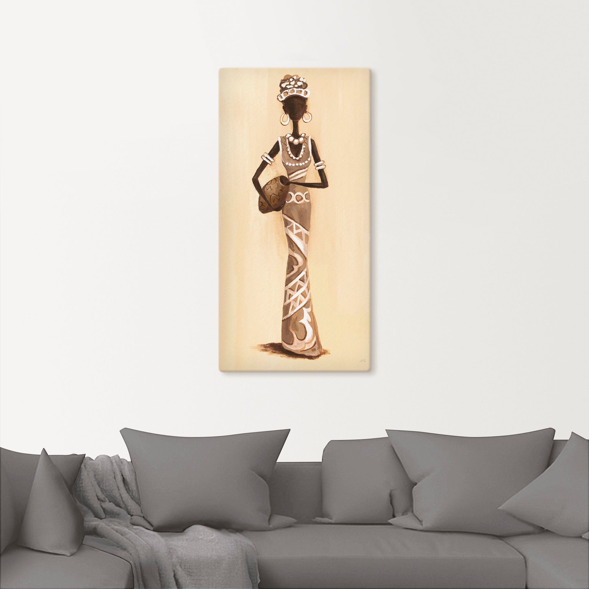 Afrikanerin in Artland Leinwandbild, Poster Wandbild Größen - als Vorderseite, Frau versch. (1 Wandaufkleber St), oder Alubild,