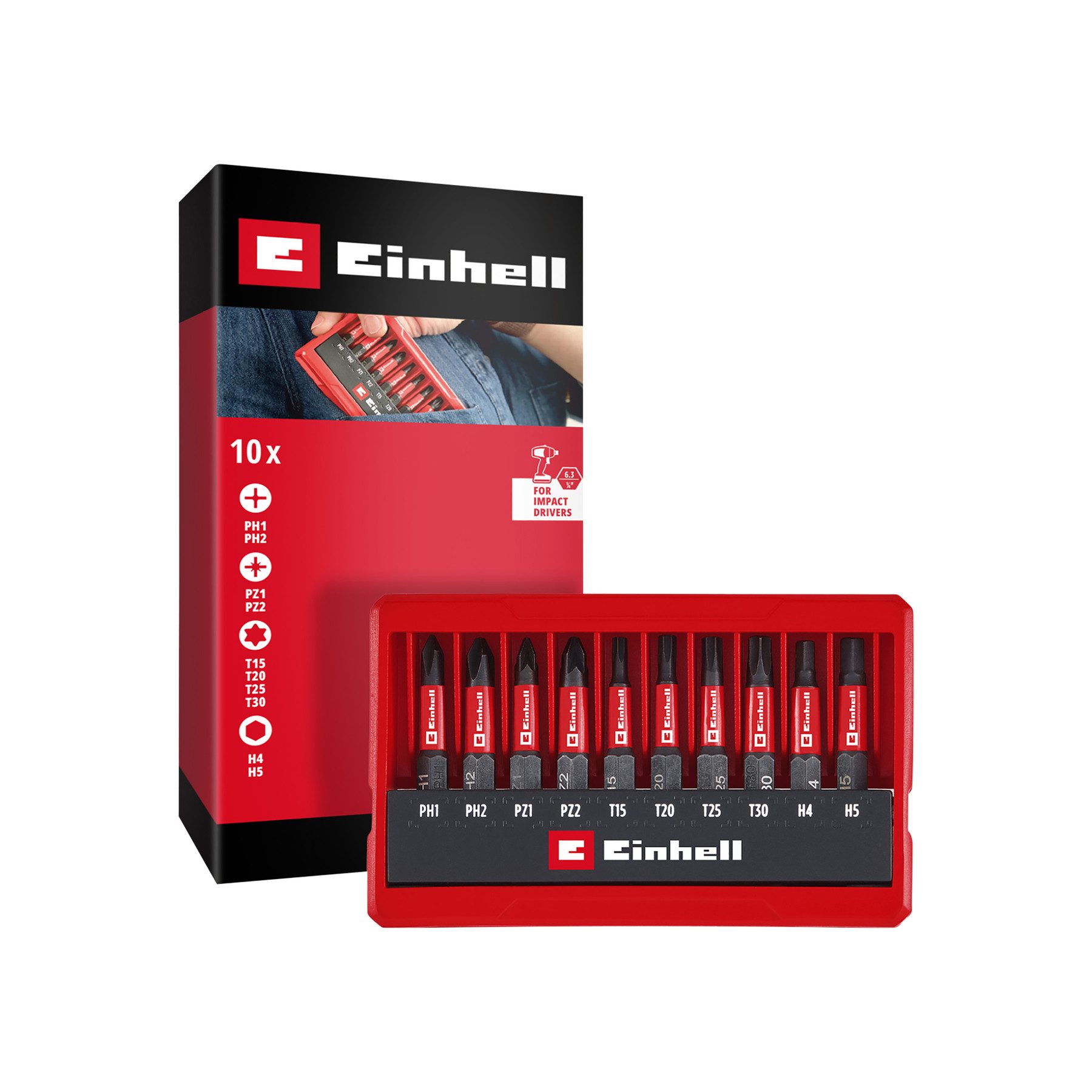 Bohrer- und Bitset EINHELL Impact-Bit-Set, 118653, 10-teilig