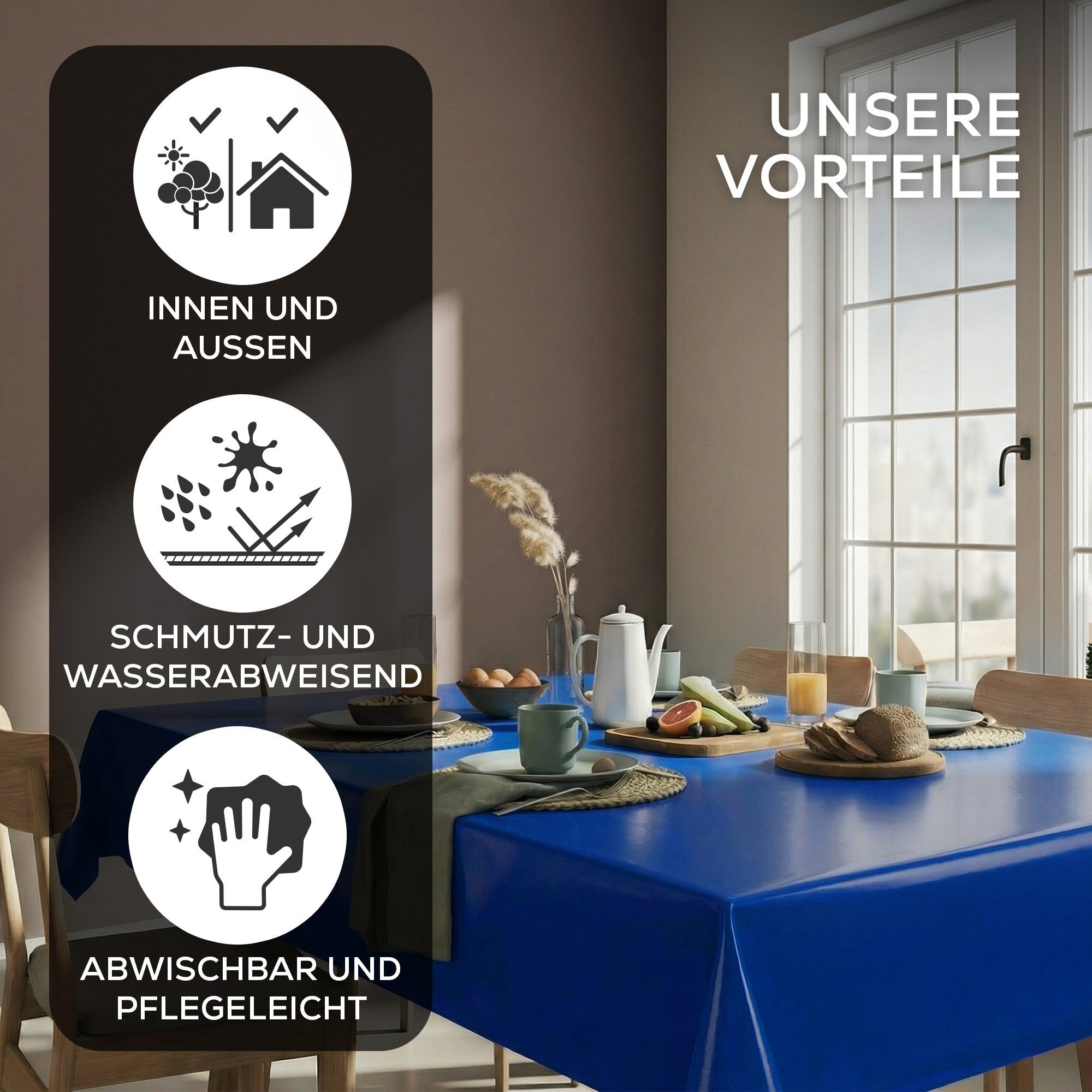 Beautex Tischdecke Wachstuchtischdecke einfarbig abwischbar fleckenabweisend aus uni (1-tlg), Wasserundurchlässig, Strapazierfähig, Zuschneidbar, Pflegeleicht – Bild 2 von 5