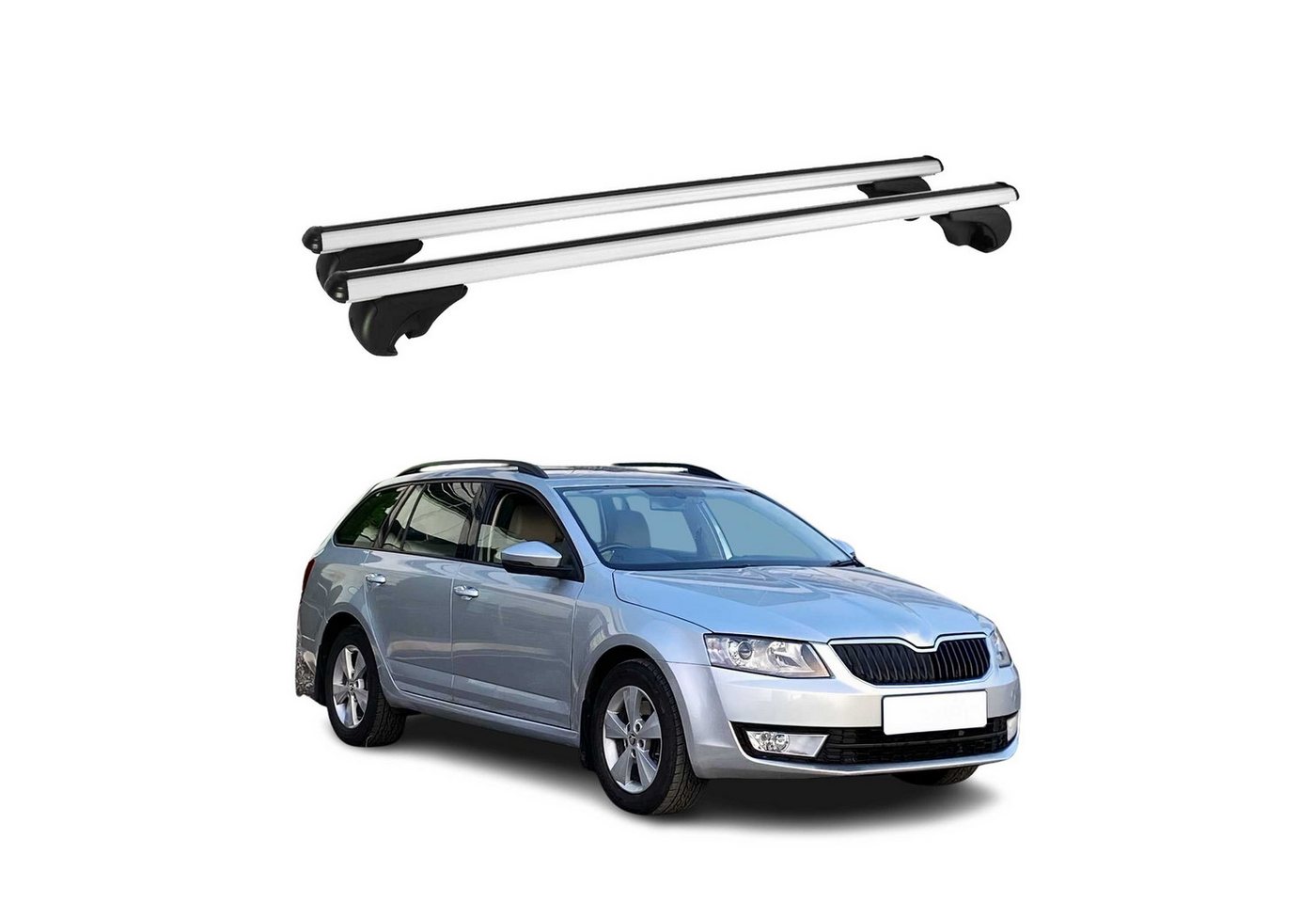 OMAC Dachträger für Skoda Octavia Combi 2012-2025 Gepäckträger Grundträger Alu Silber (2-St), Wasserbeständig,Abnehmbar,Multifunktional,Leichtgewichtig