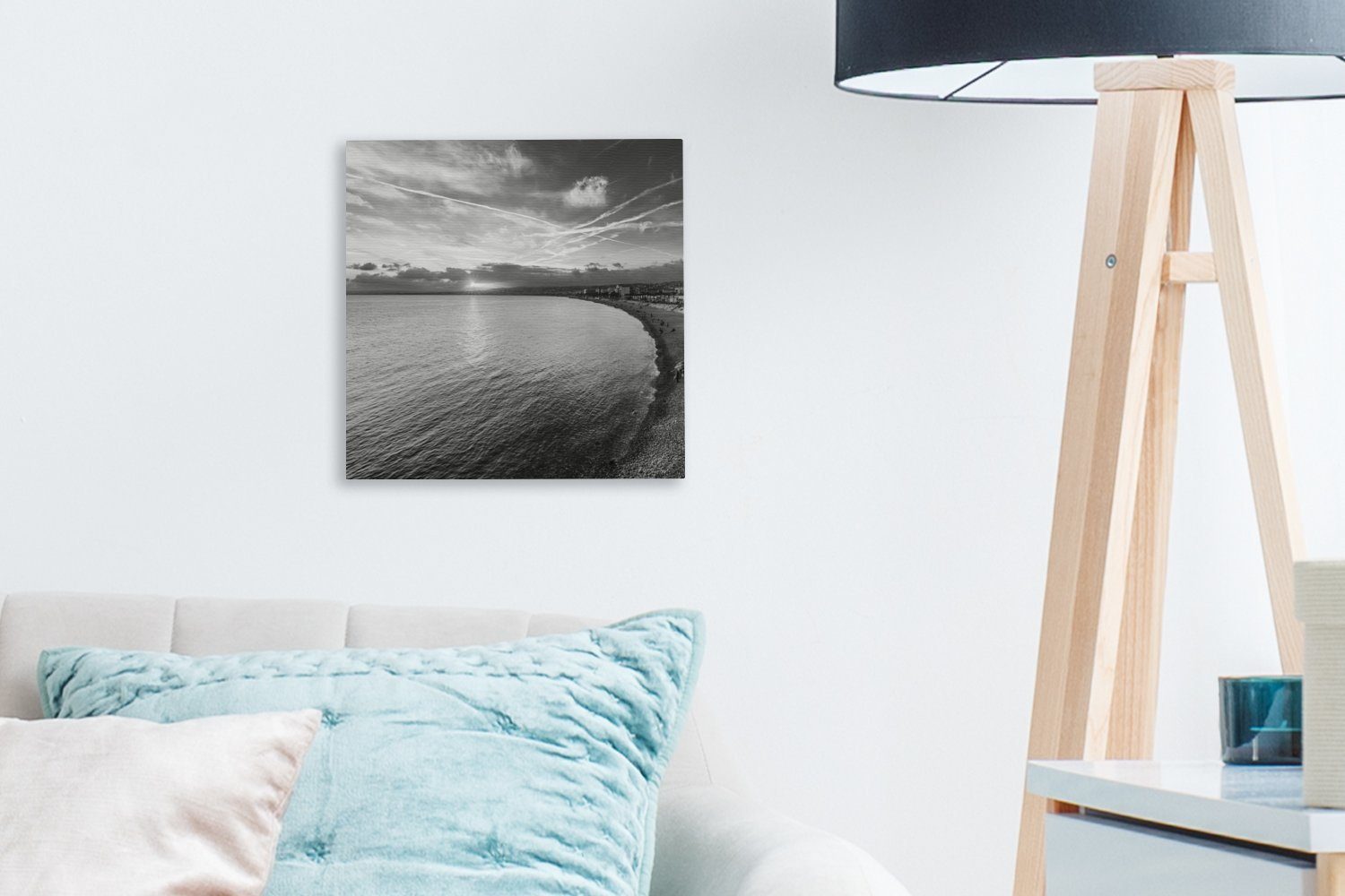Schlafzimmer Frankreich Wohnzimmer St), Küste, Schwarz - Leinwandbild Bilder - Weiß Leinwand für (1 - OneMillionCanvasses®