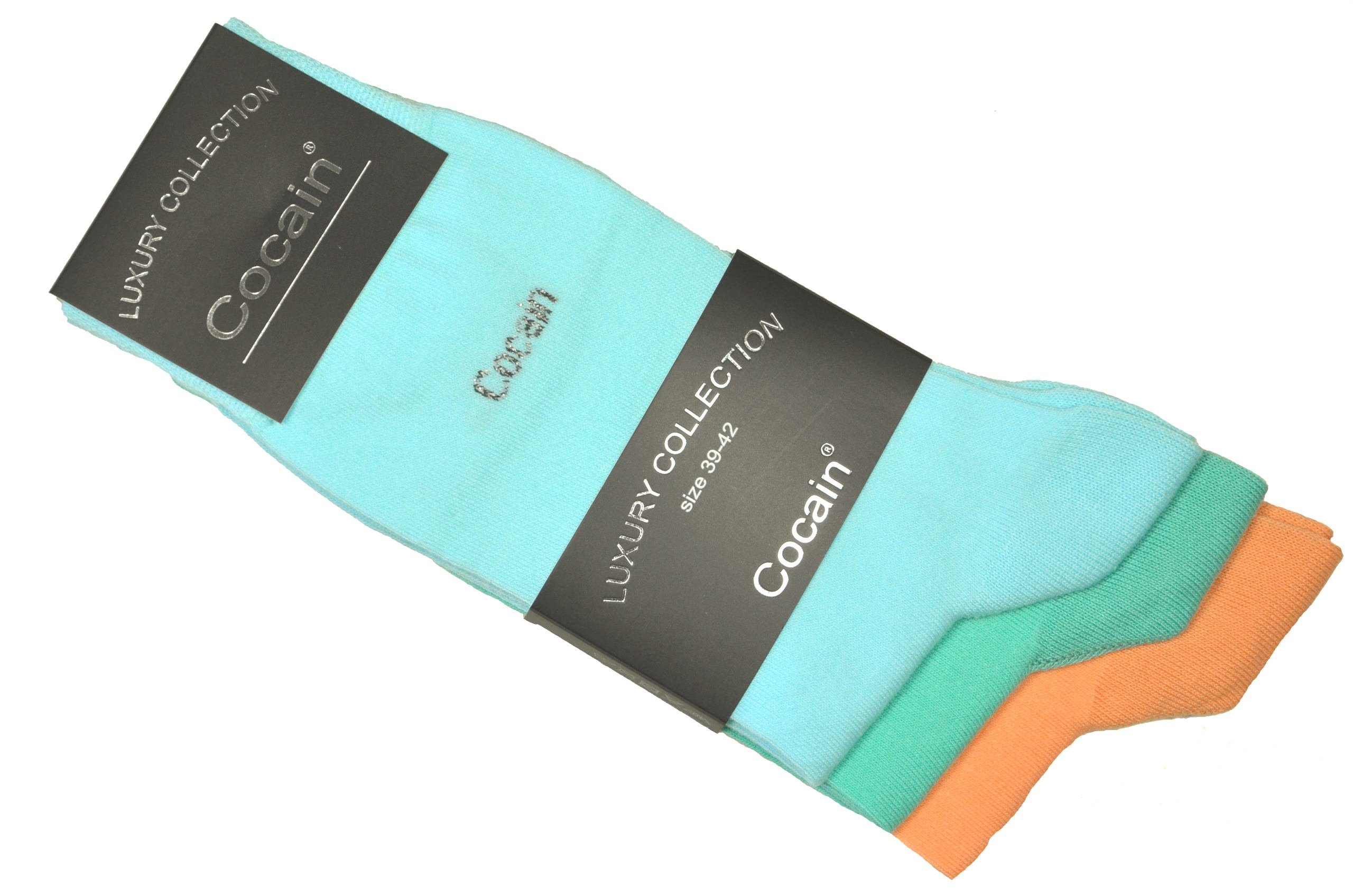 (9-Paar) farbig Damen & Herren Nadelqualität handgekettelt 9 Paar Socken Cocain Businesssocken in underwear 200