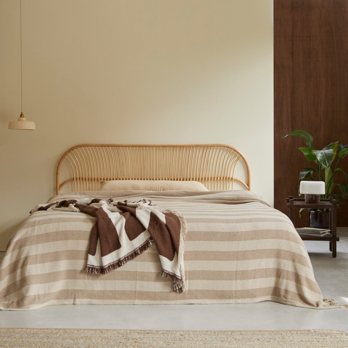 Tikamoon Massivholzbett Bett-Kopfteil aus Rattanstäben 200 Colette (1-tlg) günstig online kaufen