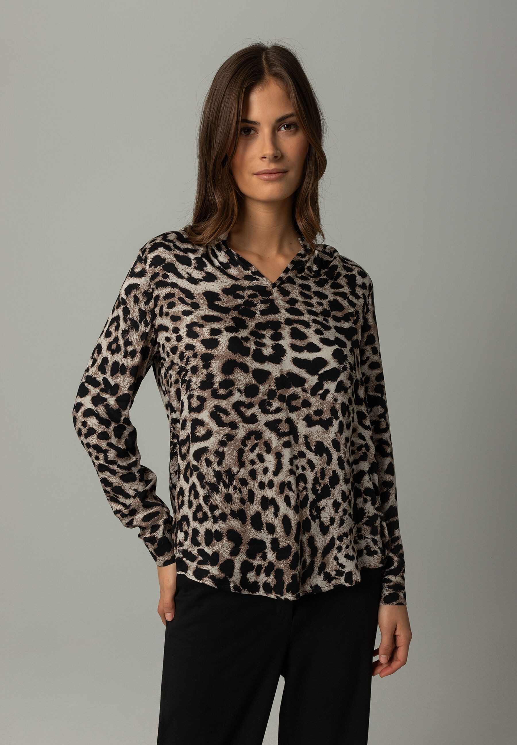 Langarmbluse Leoprintbluse