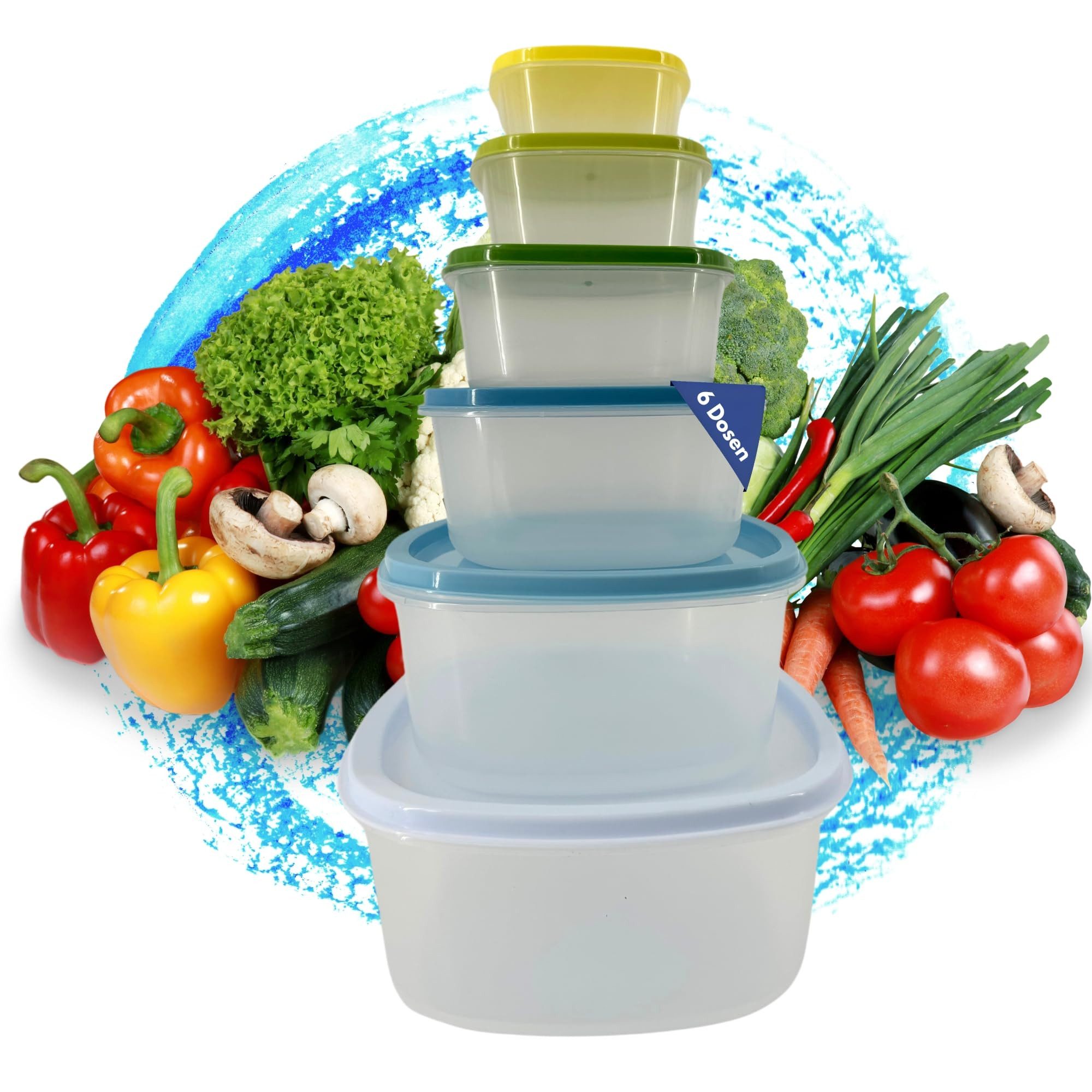 TronicXL Frischhaltedose 6 Dosen Frischhaltedosen Set Frischhaltedose mit Deckel Kunststoff, Kunststoff, Vorratsdosen spülmaschinenfest Gefrierdosen Gefrierbehälter bunt
