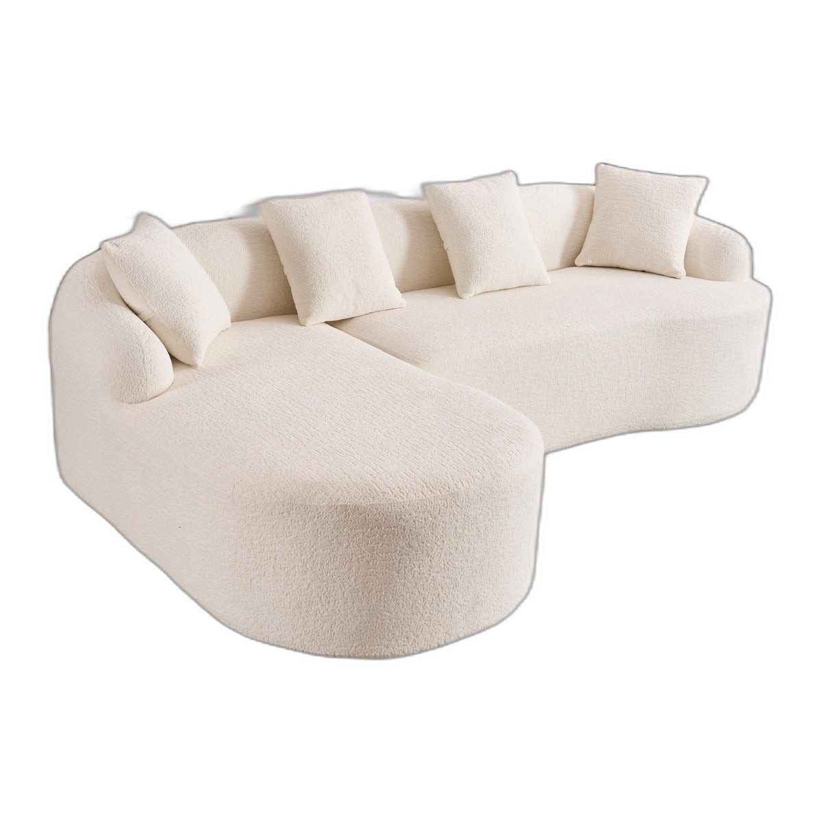 SIKAINI Ecksofa Ecksofa aus Chenille in Weiss, 1 Teile