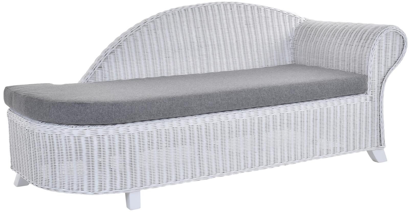 Krines Home Recamiere Rattan Recamiere Elegance Rattanliege Chaiselongue Rechts mit Polster, Wintergarten, Lounge