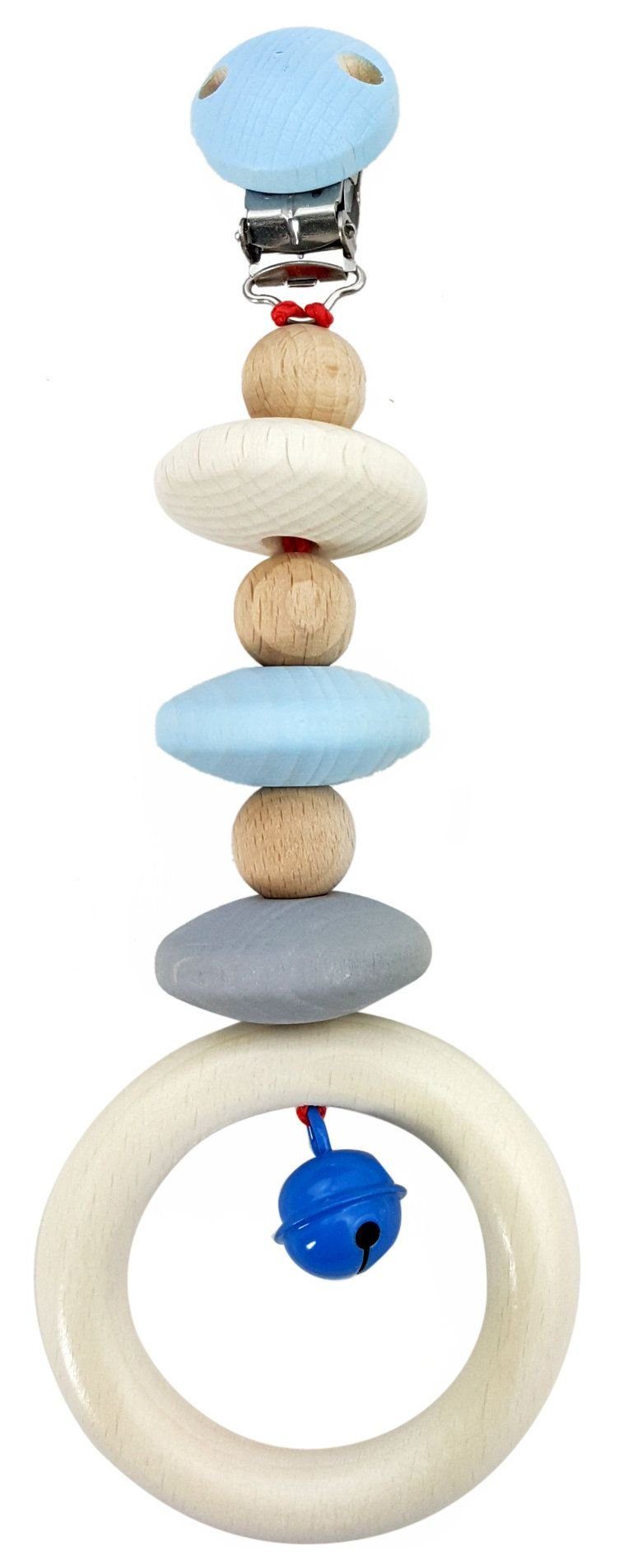 HESS SPIELZEUG Kinderwagenkette Babyspielzeug Wagenanhänger blau natur BxLxH 70x35x200mm NEU