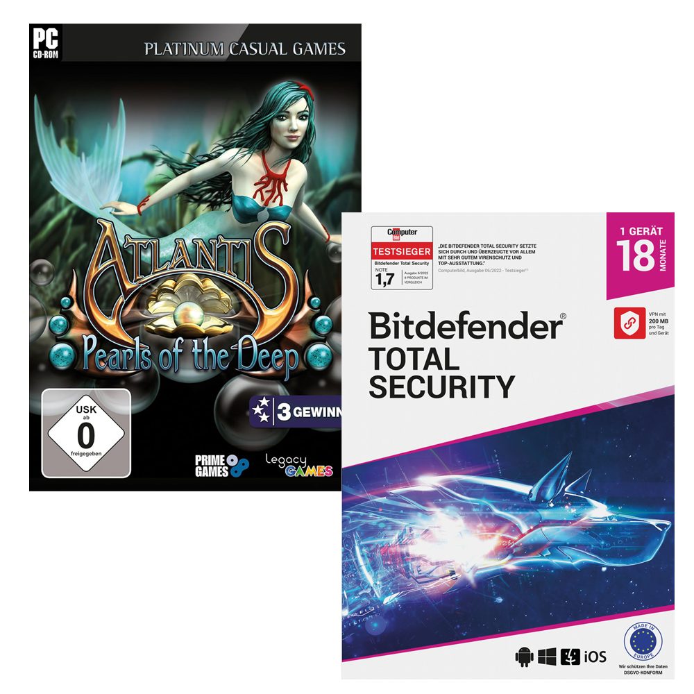 Bitdefender Total Security 1G/18M + Atlantis - Pearls of the Deep