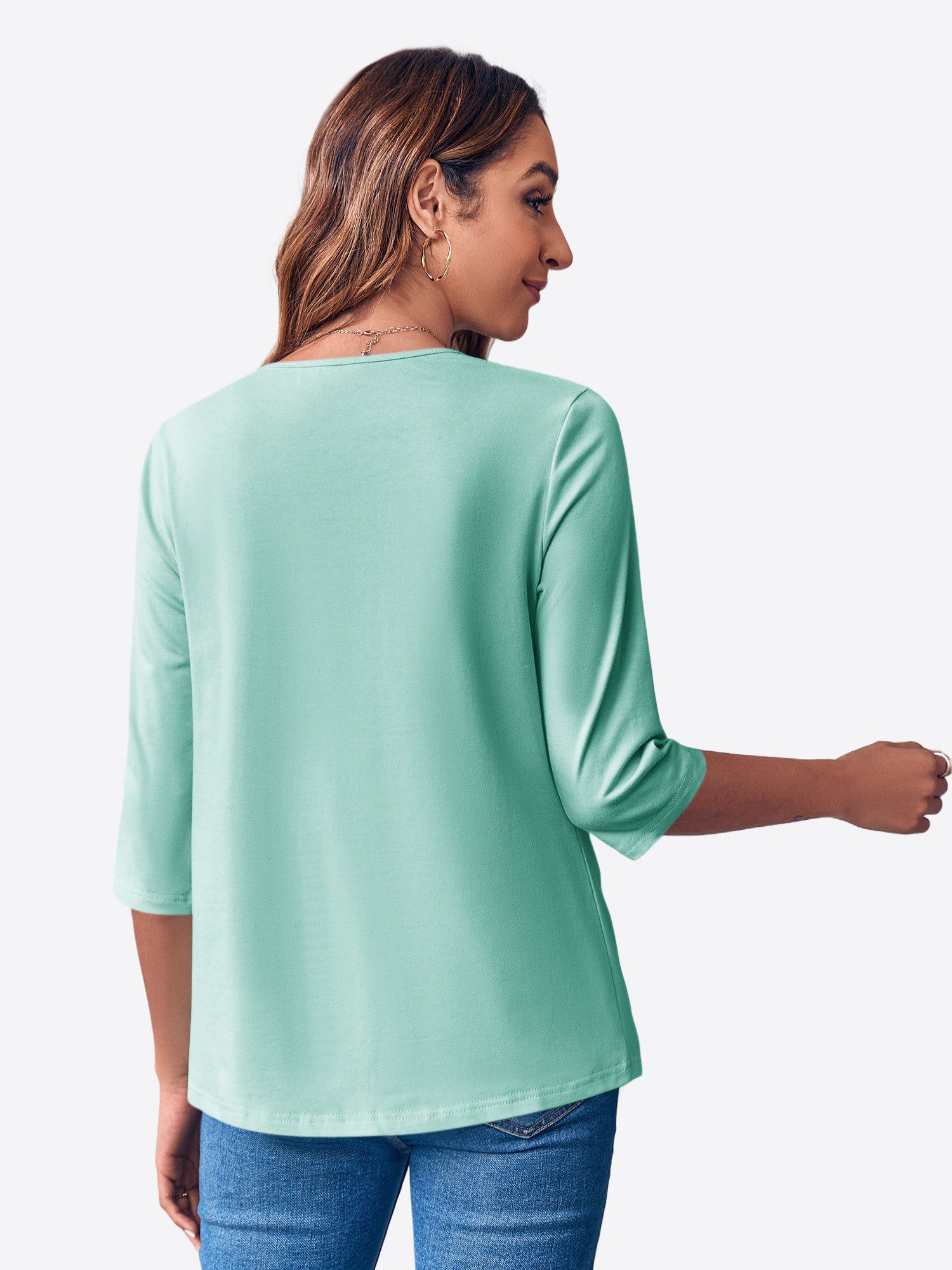 Imily Bela T-Shirt Damen 3/4-Ärmel Top mit Rundhal (Packung, 1-tlg., 1per-P günstig online kaufen