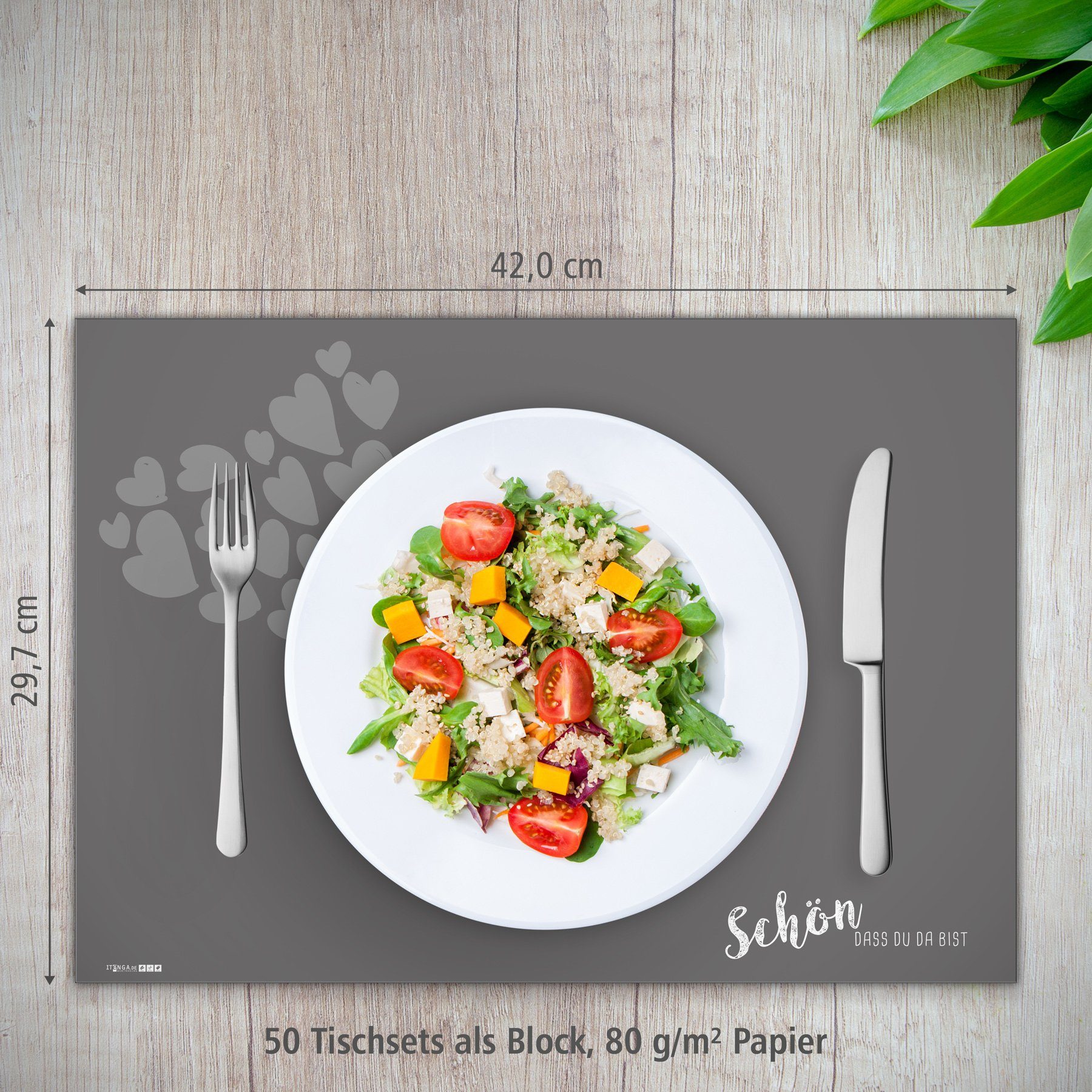 itenga Platzset itenga Platzset Tischset "Schön dass du da bist" t, (50-St)